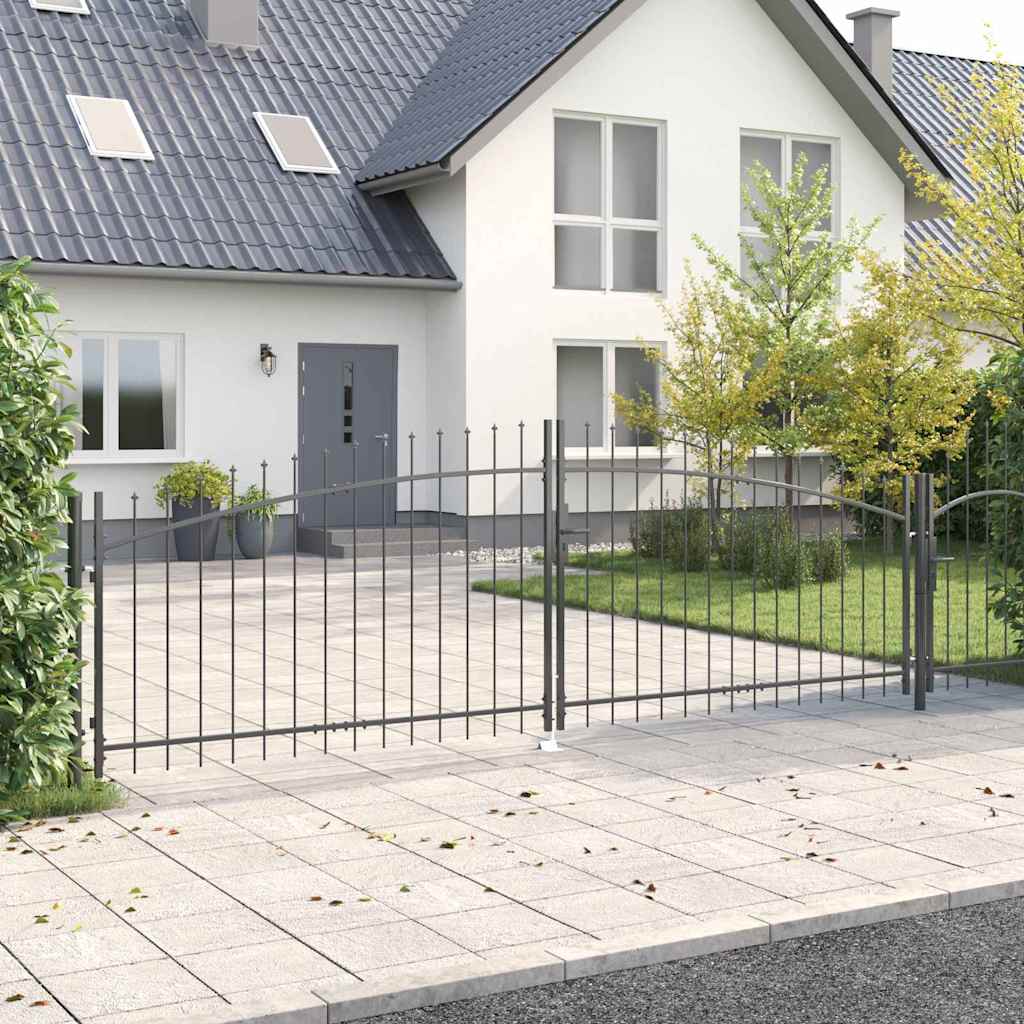 Dubbele Poort met slot Woerden Grijs 400 x 174,5 cm Staal – afbeelding 3