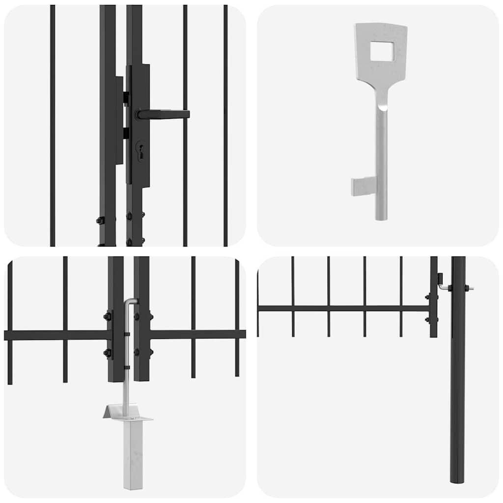 Dubbele Poort met slot Woerden Grijs 400 x 174,5 cm Staal – afbeelding 6