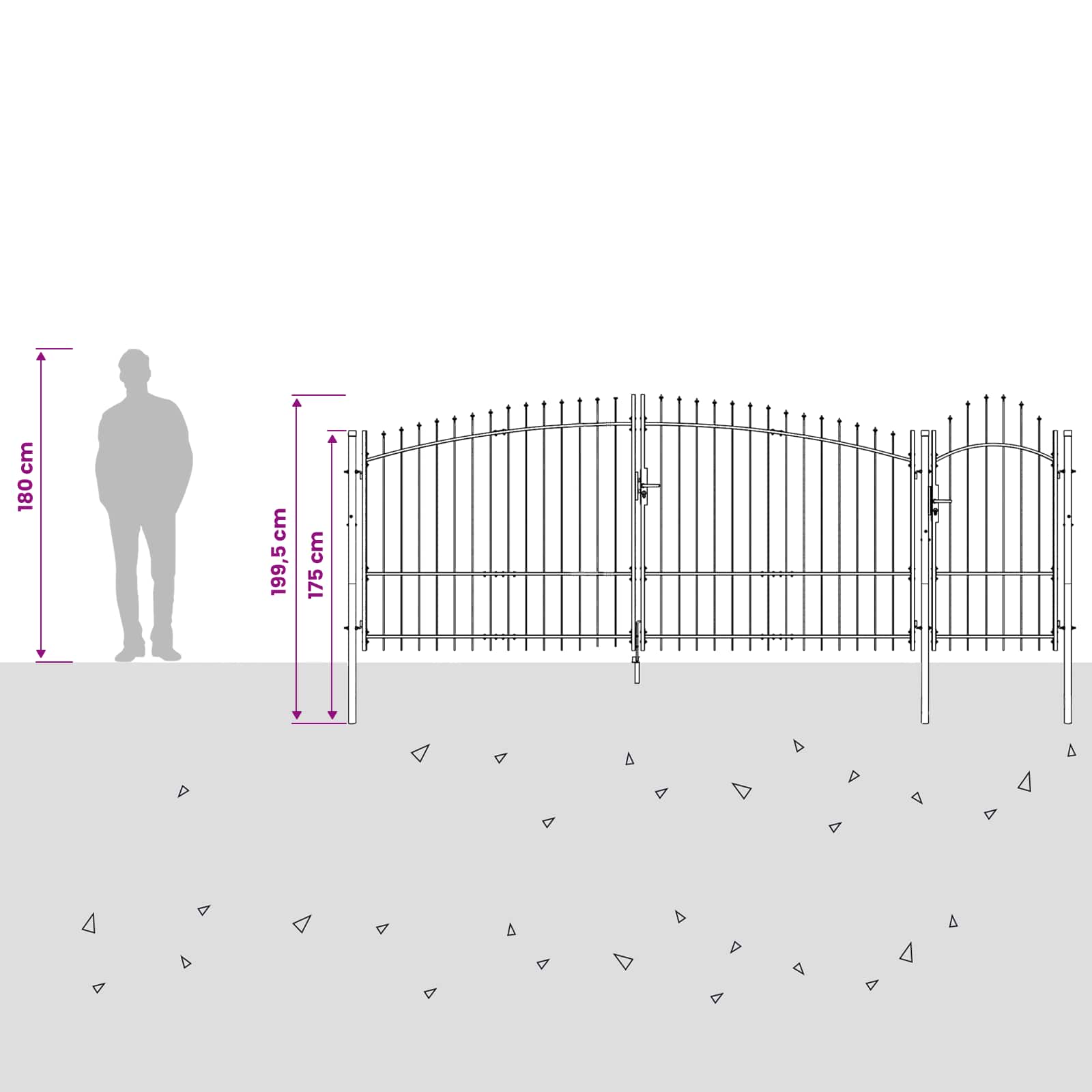 Tuinpoort met slot Woerden Grijs 150 x 400 cm Staal – afbeelding 4