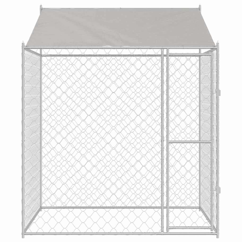 Hondenkooi met Dak Zilver 200 x 200 x 258 cm Staal en PE – afbeelding 4