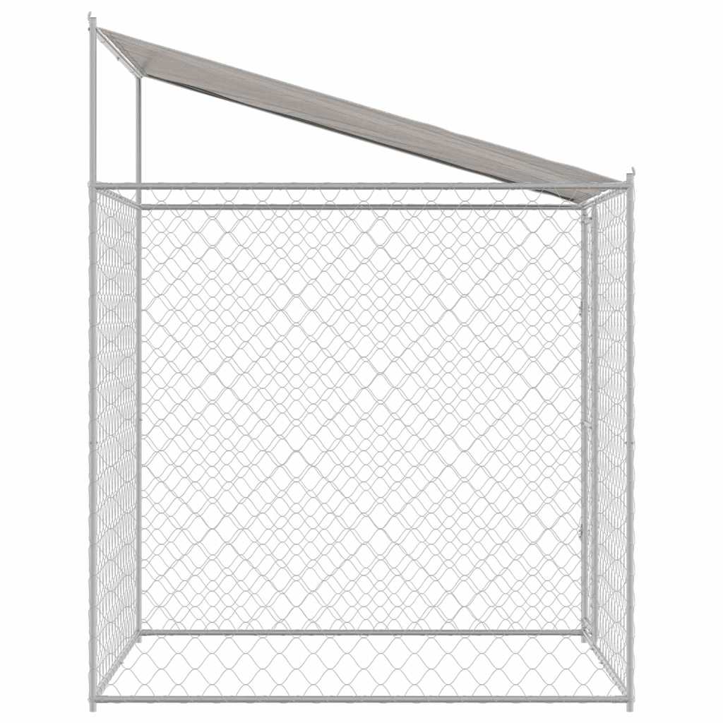 Hondenkooi met Dak Zilver 200 x 200 x 258 cm Staal en PE – afbeelding 5