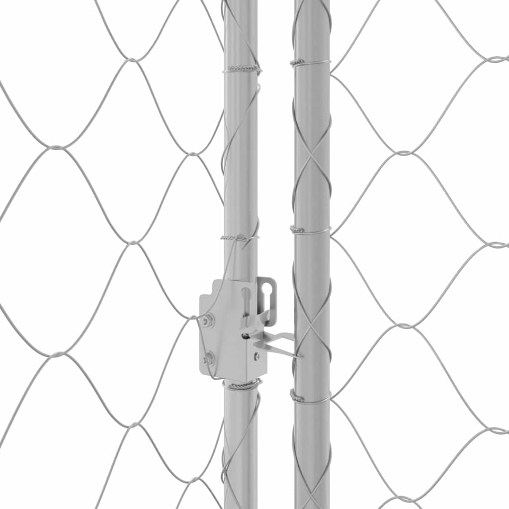 Hondenkooi met Dak Zilver 200 x 200 x 258 cm Staal en PE – afbeelding 7