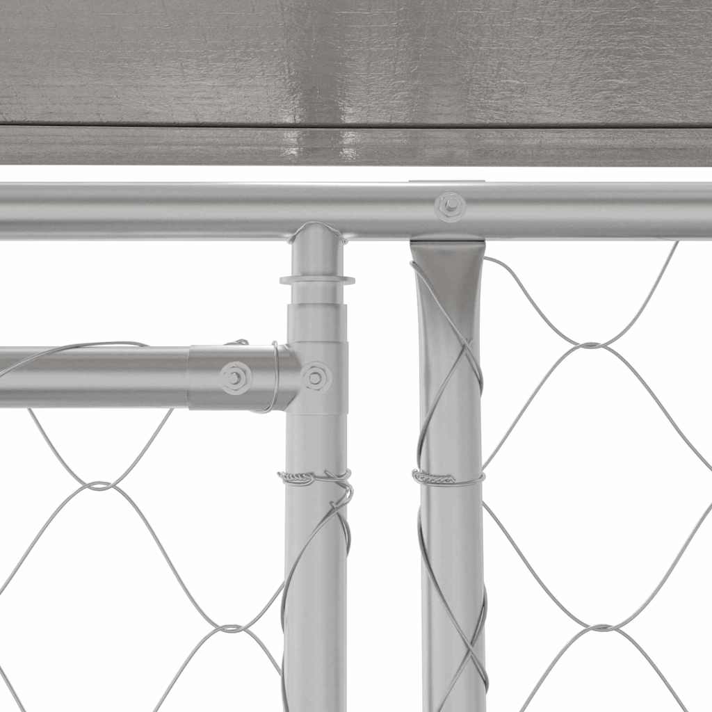 Hondenkooi met Dak Zilver 200 x 200 x 258 cm Staal en PE – afbeelding 8