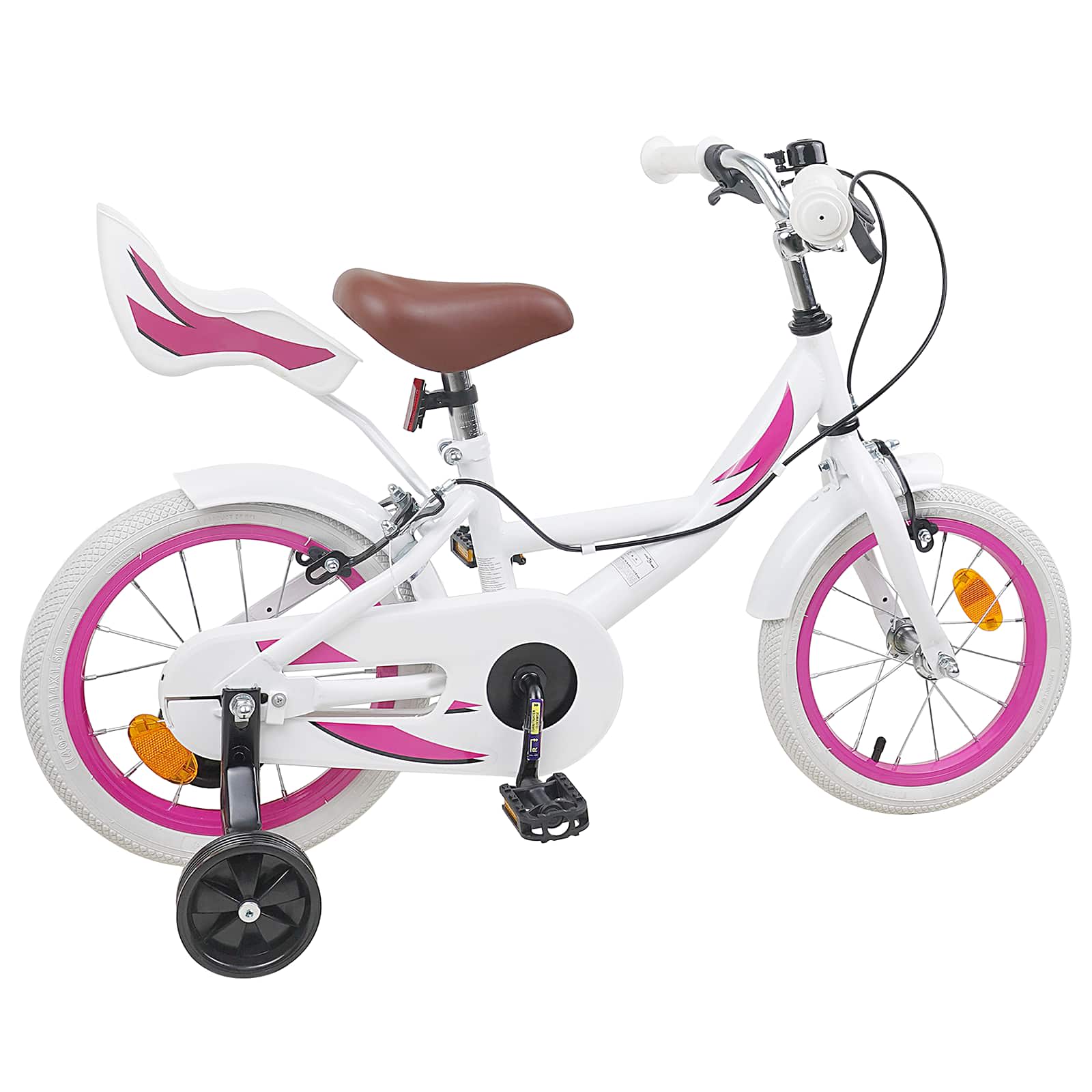 Kinderfiets 14 Inch voor 3-5 jaar oud Wit – afbeelding 3