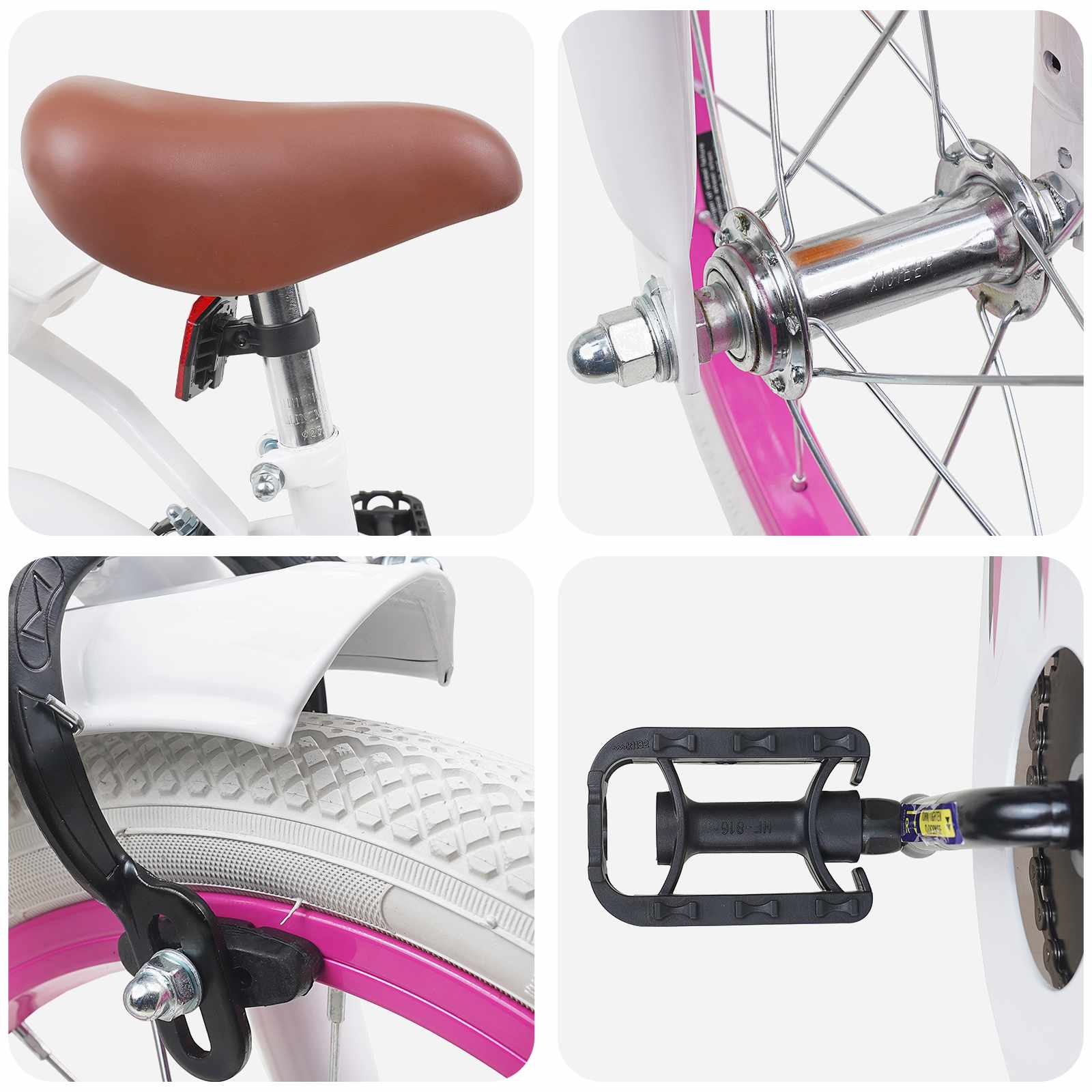 Kinderfiets 14 Inch voor 3-5 jaar oud Wit – afbeelding 4