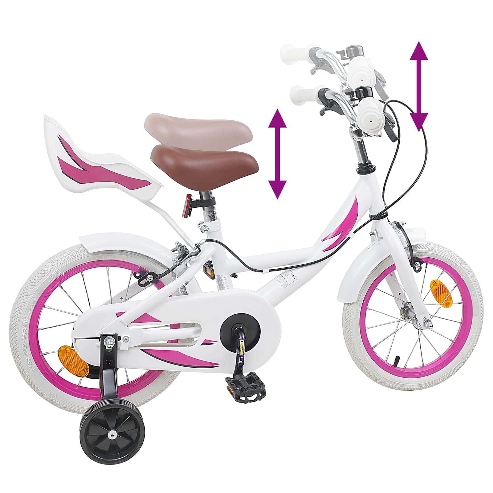 Kinderfiets 14 Inch voor 3-5 jaar oud Wit – afbeelding 7