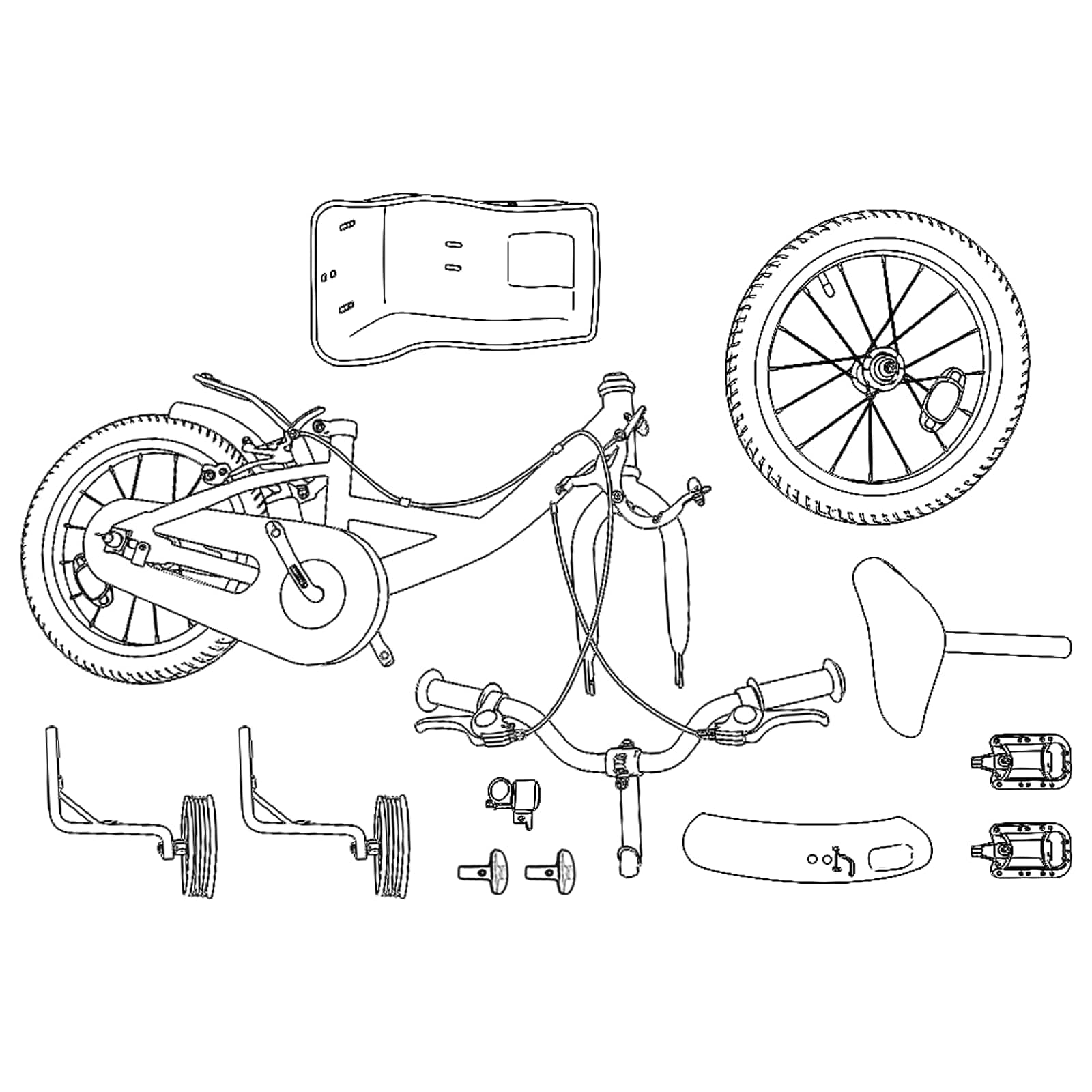 Kinderfiets 14 Inch voor 3-5 jaar oud Wit – afbeelding 8