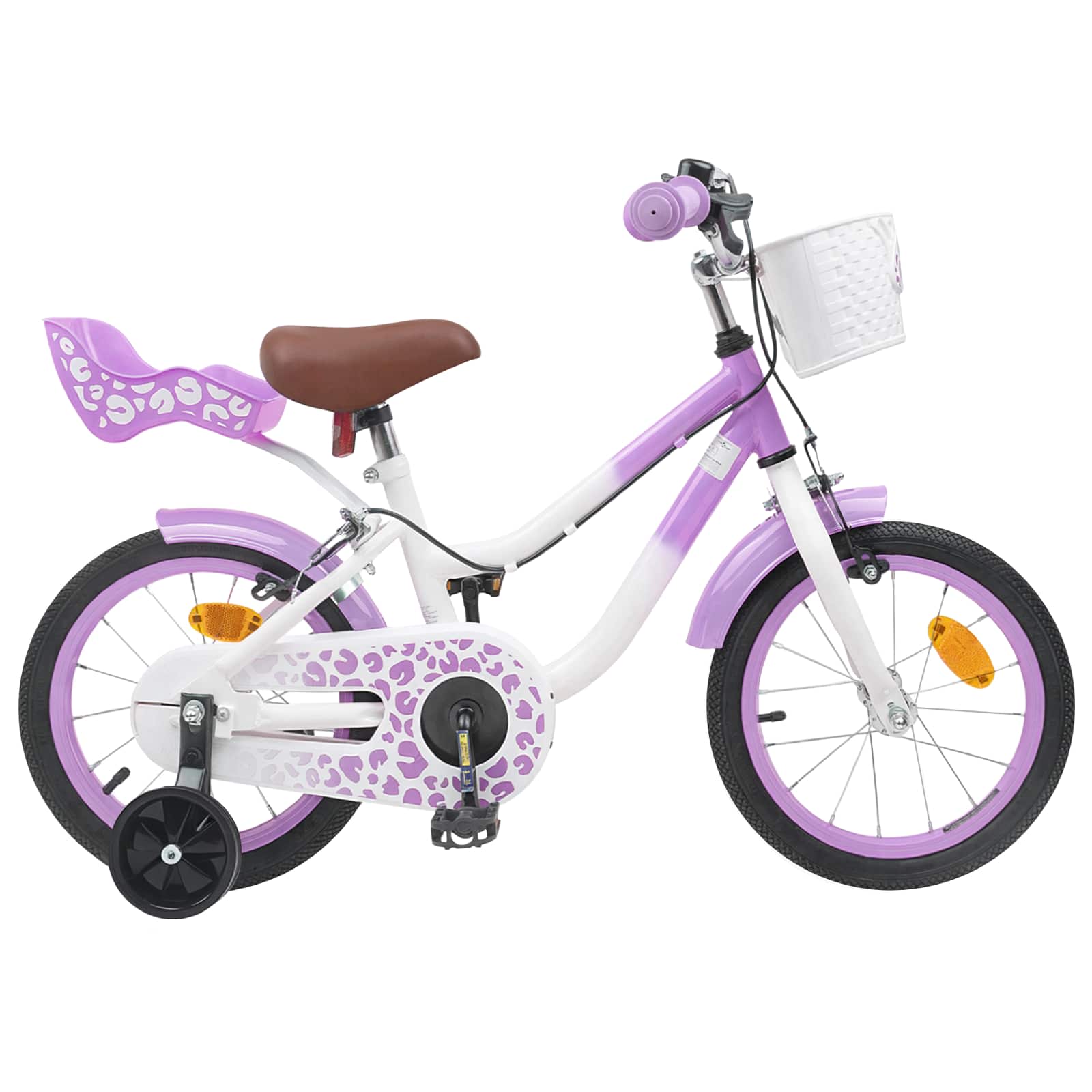 Kinderfiets Met Zijwieltjes 12 Inch voor 2-4 jaar oud Paars