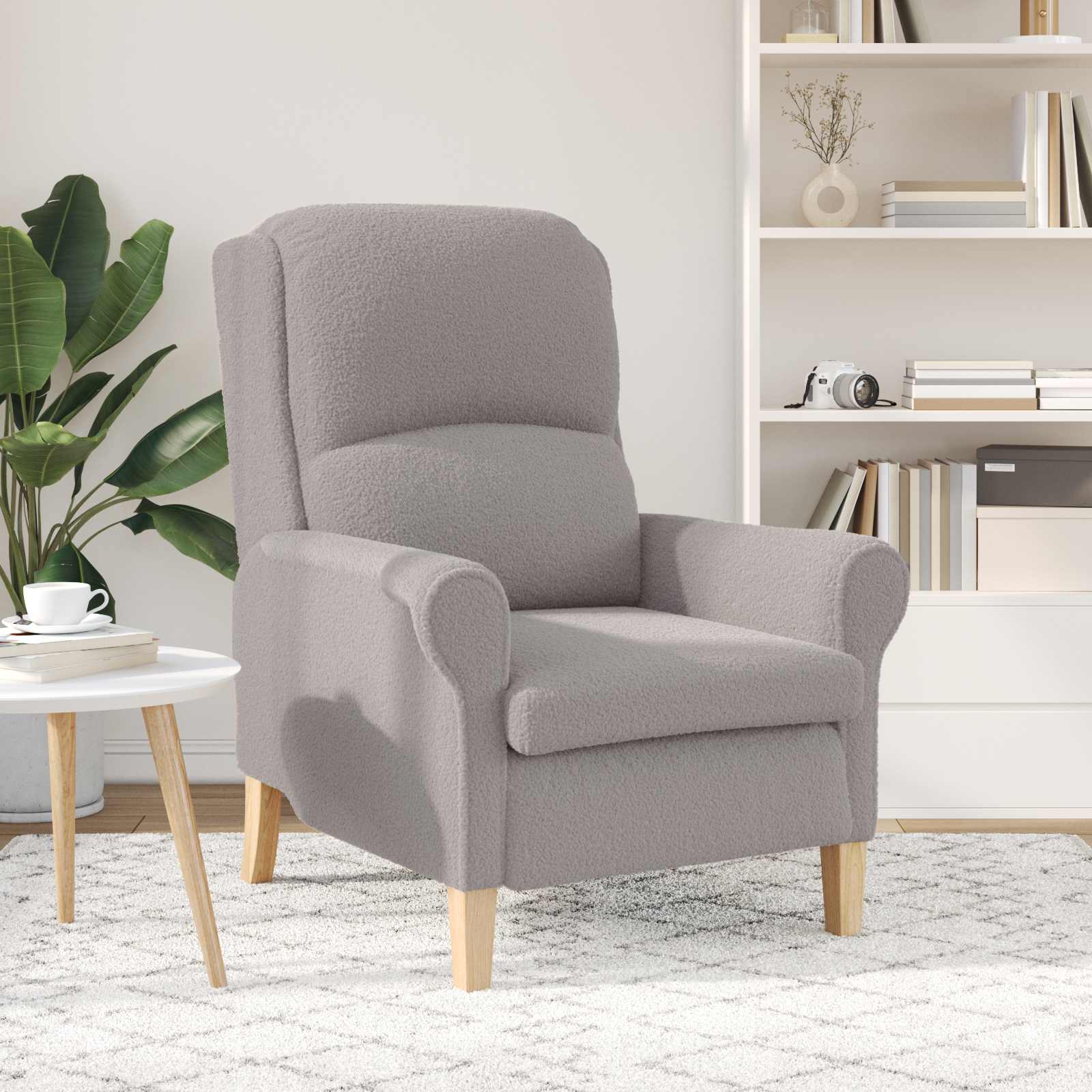 Fauteuil Lichtgrijs Zachte Sherpa stof