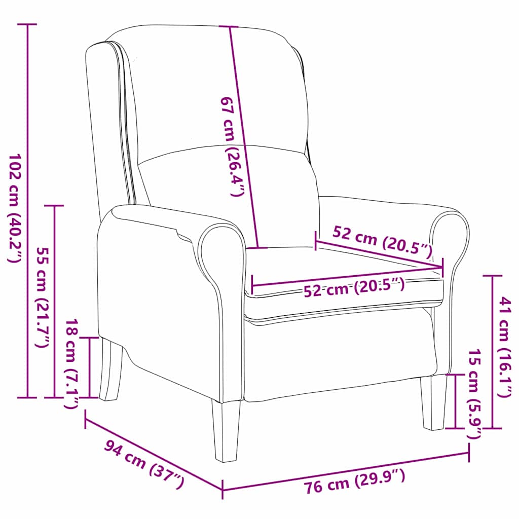 Fauteuil Taupe 76 x 94 x 102 cm Microvezel – afbeelding 10