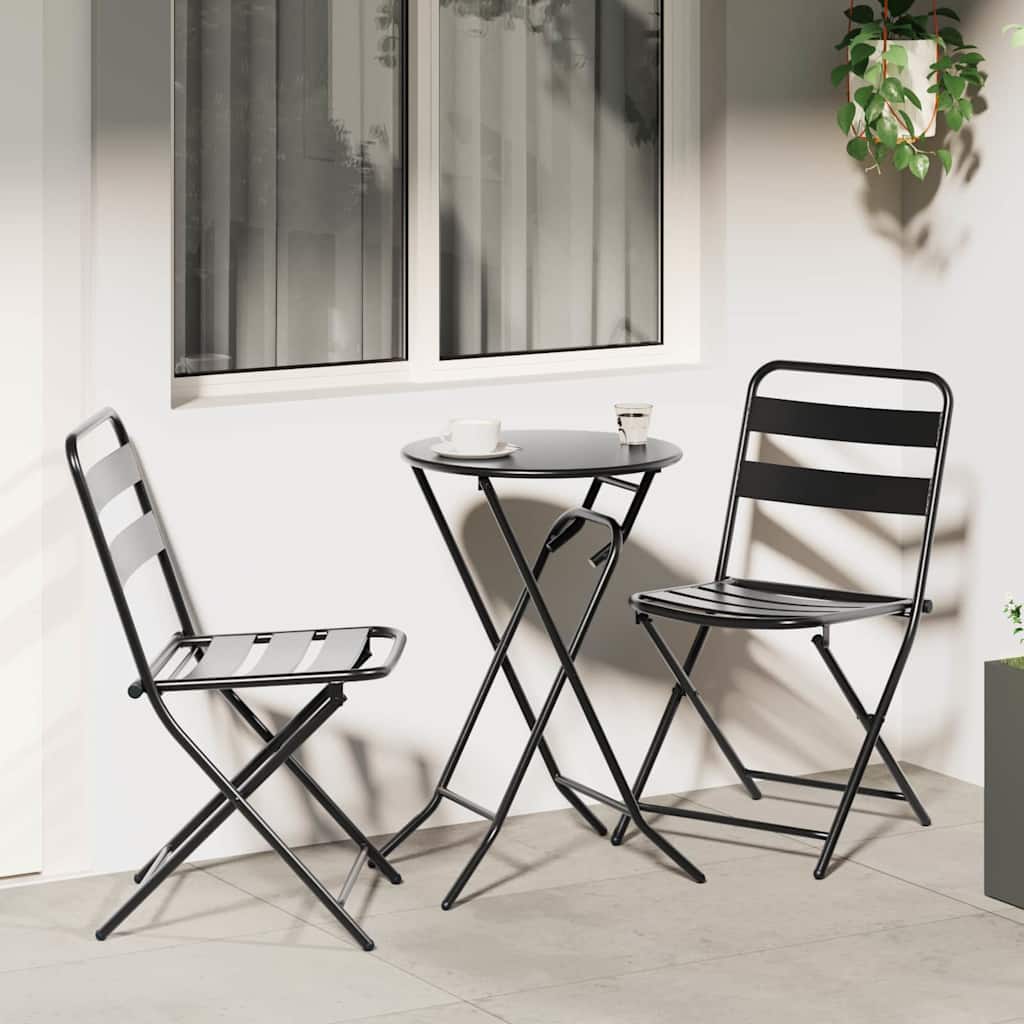 Tuin Bistro Set 3 pcs Antraciet Staal – afbeelding 1