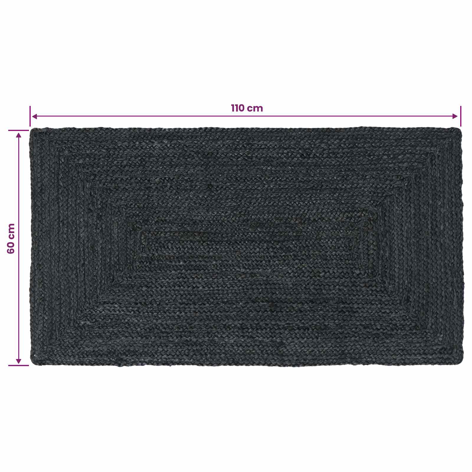 Vloerkleden Rechthoekig Donkergrijs 60 x 110 cm Jute – afbeelding 8