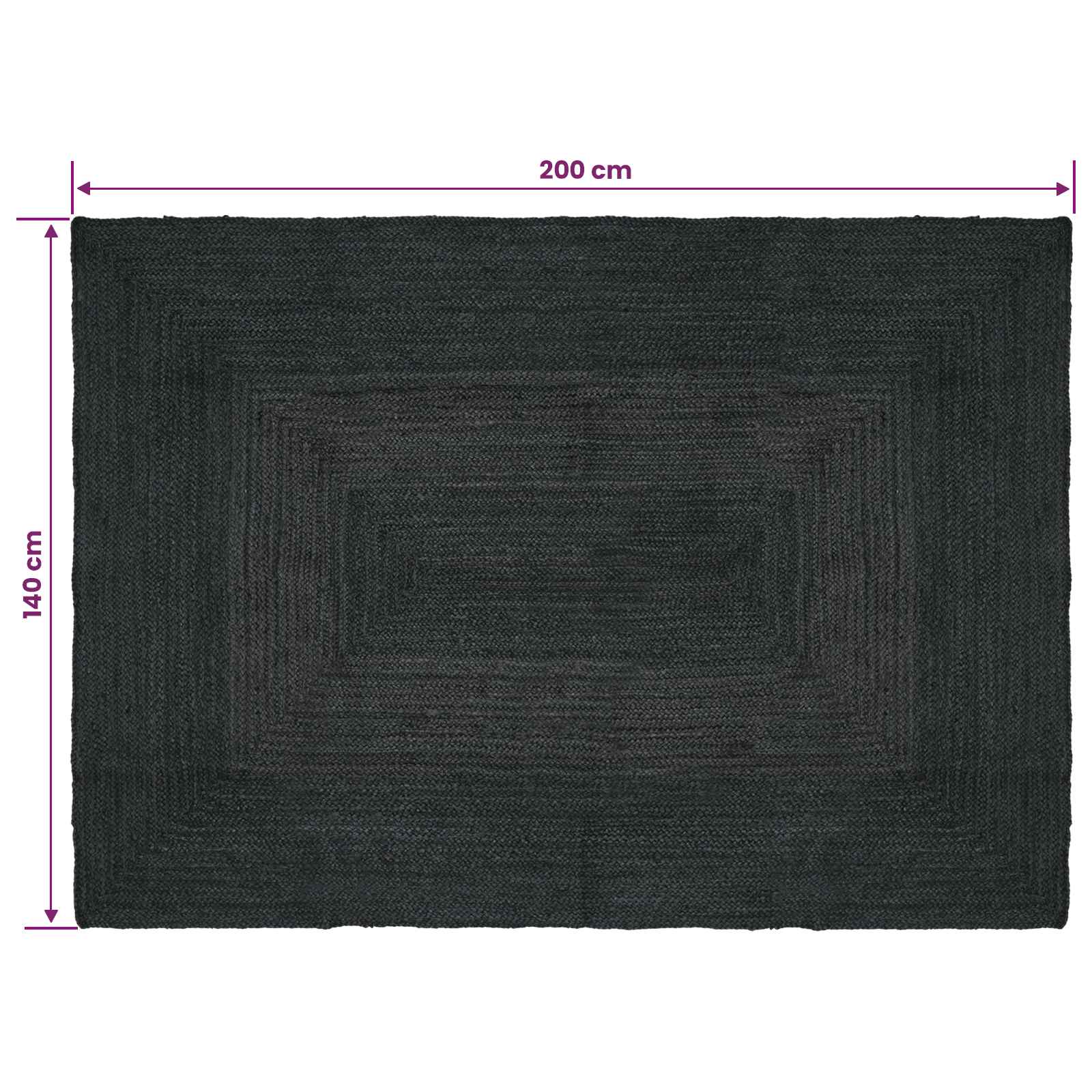 Vloerkleden Rechthoekig Donkergrijs 140 x 200 cm Jute – afbeelding 8