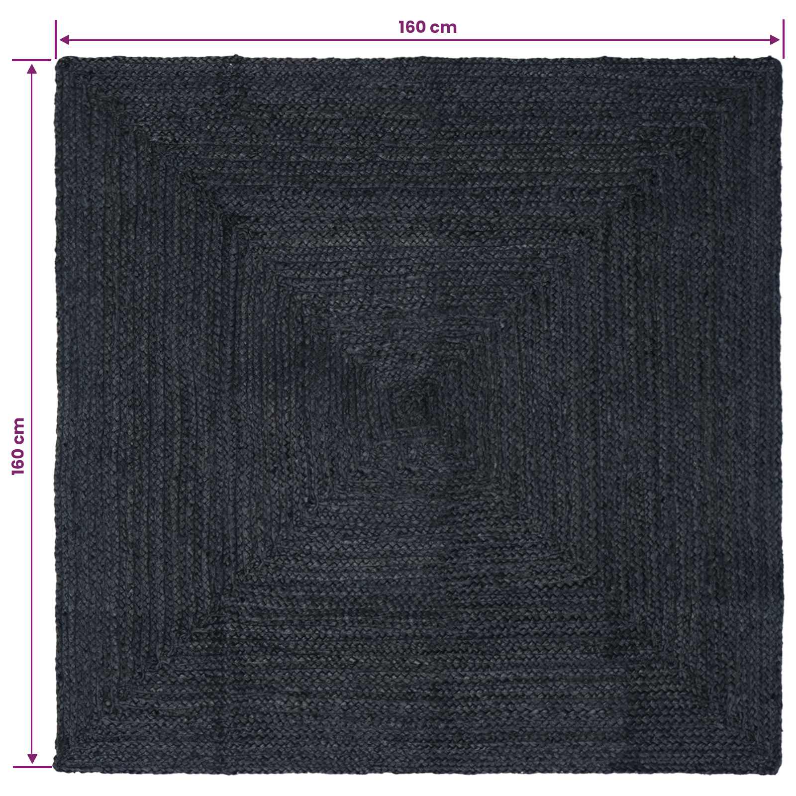 Vloerkleden Vierkant Donkergrijs 160 x 160 cm Jute – afbeelding 8