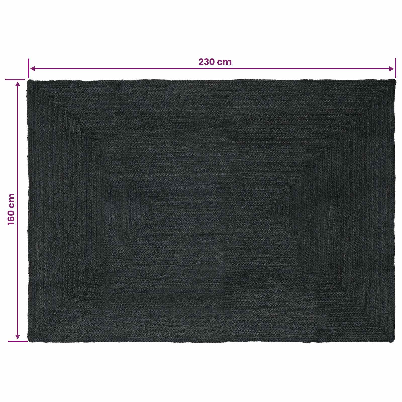 Vloerkleden Rechthoekig Donkergrijs 160 x 230 cm Jute – afbeelding 8