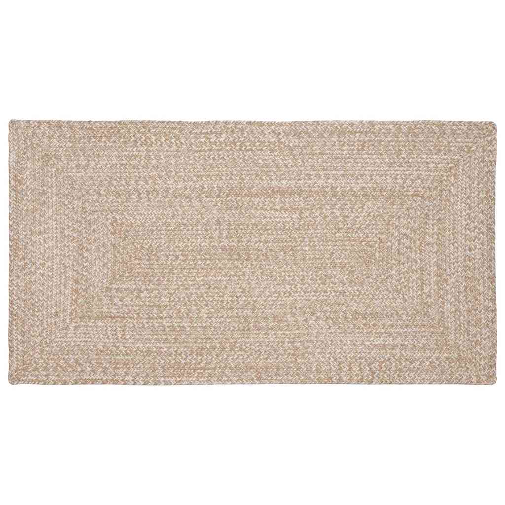 Vloerkleden Rechthoekig Natuurlijk en Wit 60 x 110 cm Jute – afbeelding 1