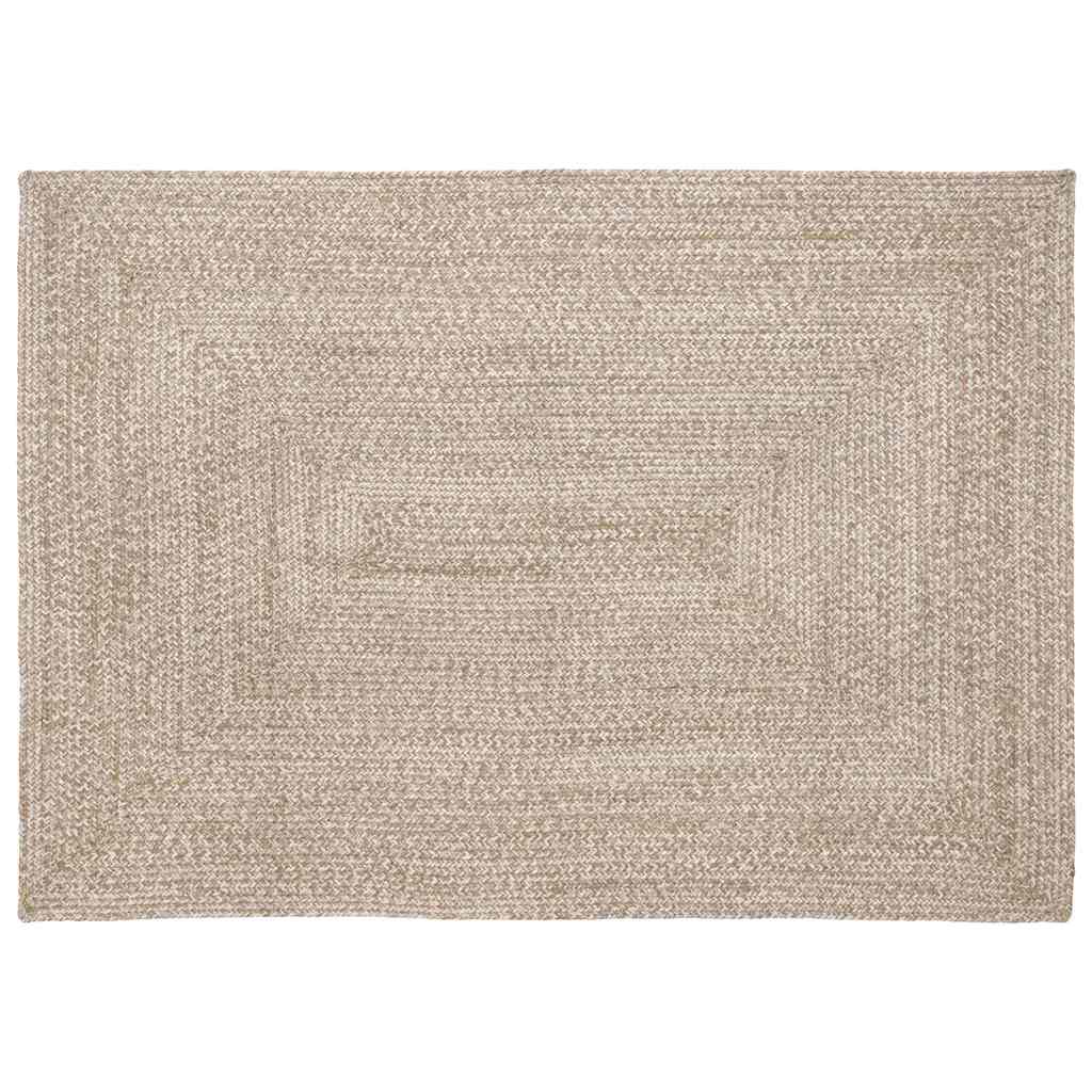 Vloerkleden Rechthoekig Natuurlijk en Wit 120 x 170 cm Jute – afbeelding 1