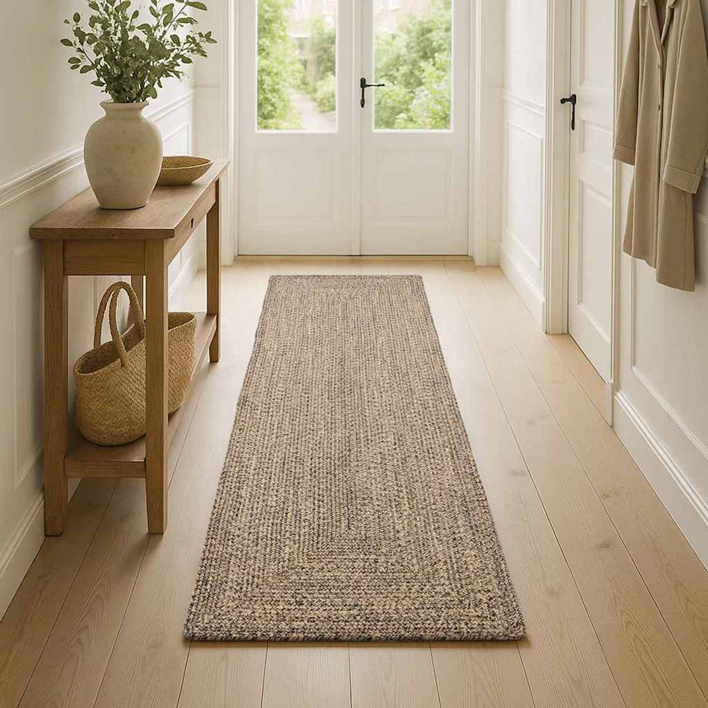 Vloerkleden Naturel en Zwart 100 x 200 cm Jute – afbeelding 2