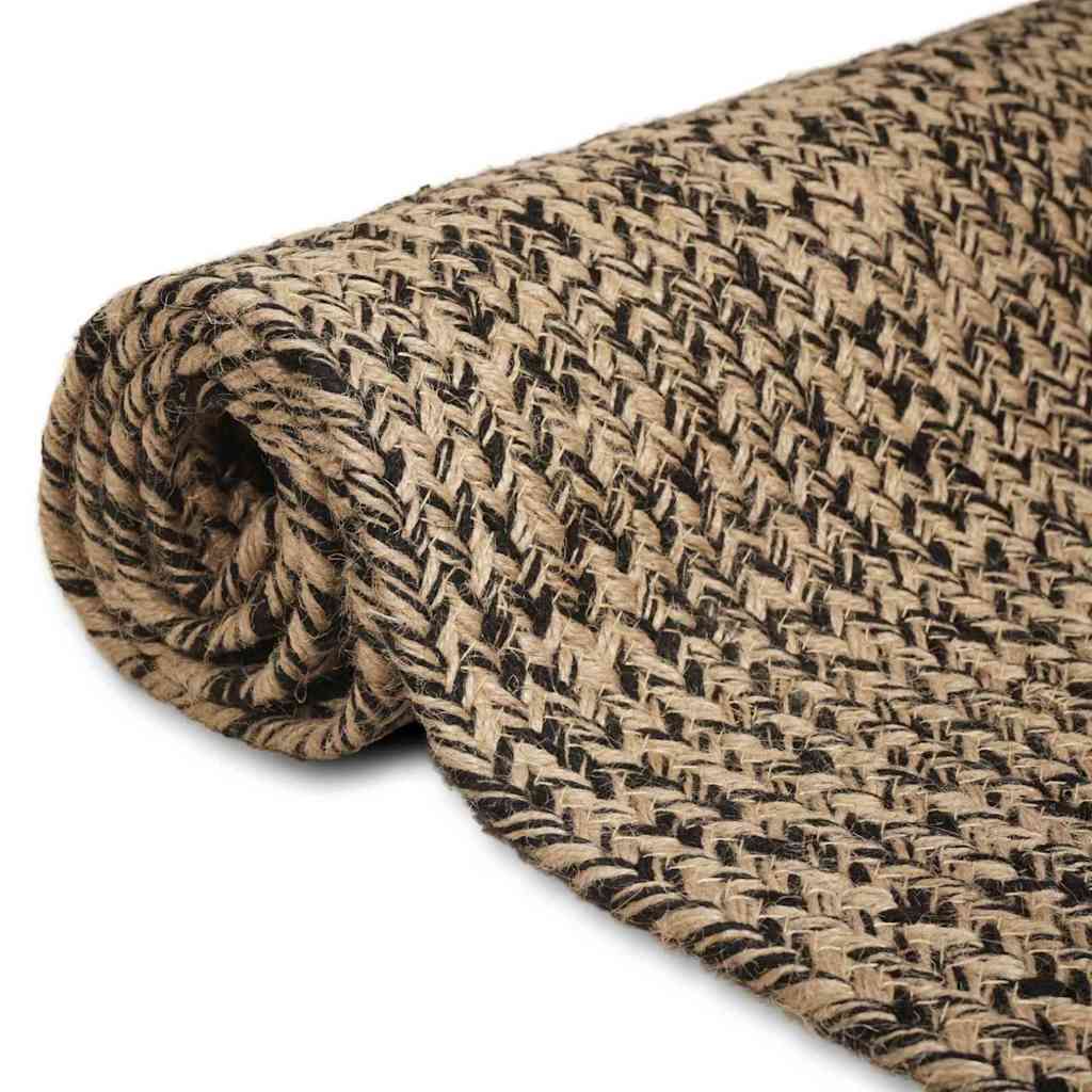 Vloerkleden Naturel en Zwart 100 x 200 cm Jute – afbeelding 3