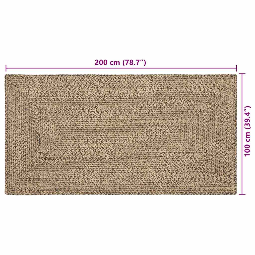 Vloerkleden Naturel en Zwart 100 x 200 cm Jute – afbeelding 9