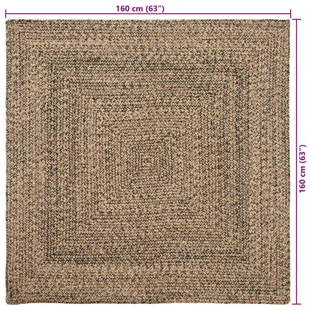 Vloerkleden Naturel en Zwart 160 x 160 cm Jute – afbeelding 9