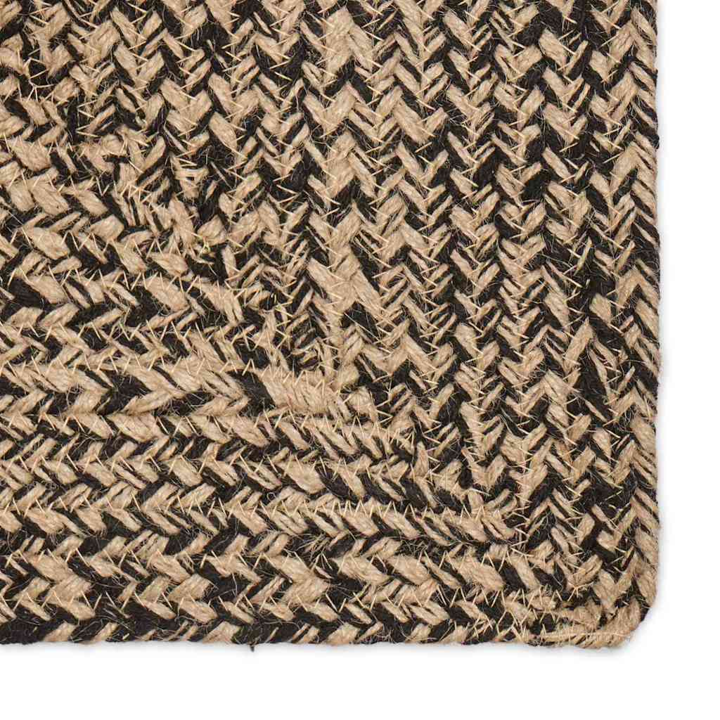 Vloerkleden Naturel en Zwart 240 x 240 cm Jute – afbeelding 5