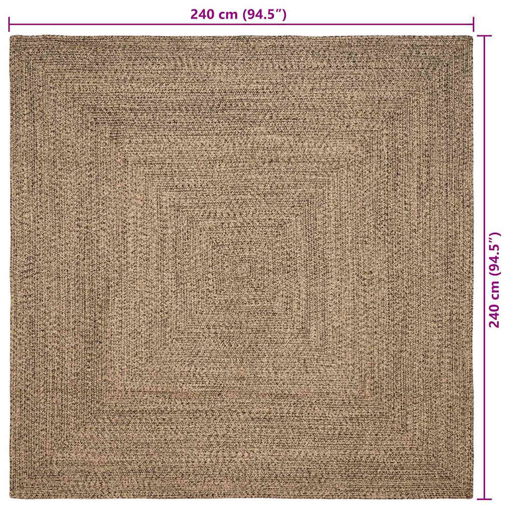 Vloerkleden Naturel en Zwart 240 x 240 cm Jute – afbeelding 9