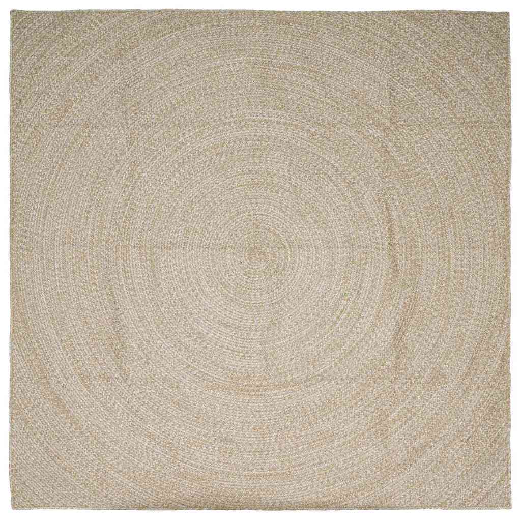 Vloerkleden Vierkant Natuurlijk en Wit 240 x 240 cm Jute