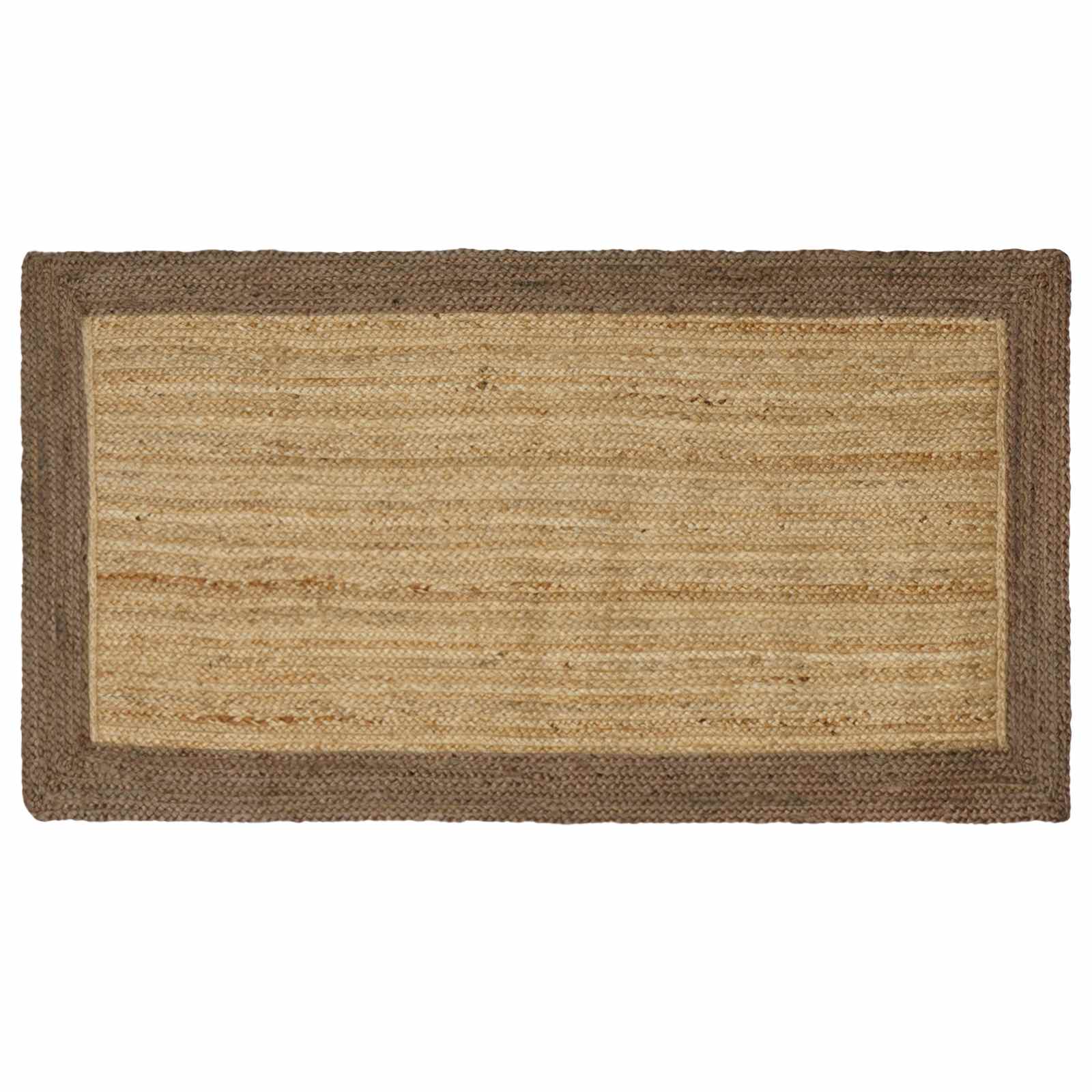 Vloerkleden Rechthoekig Natuurlijk en Grijs 80 x 150 cm Jute