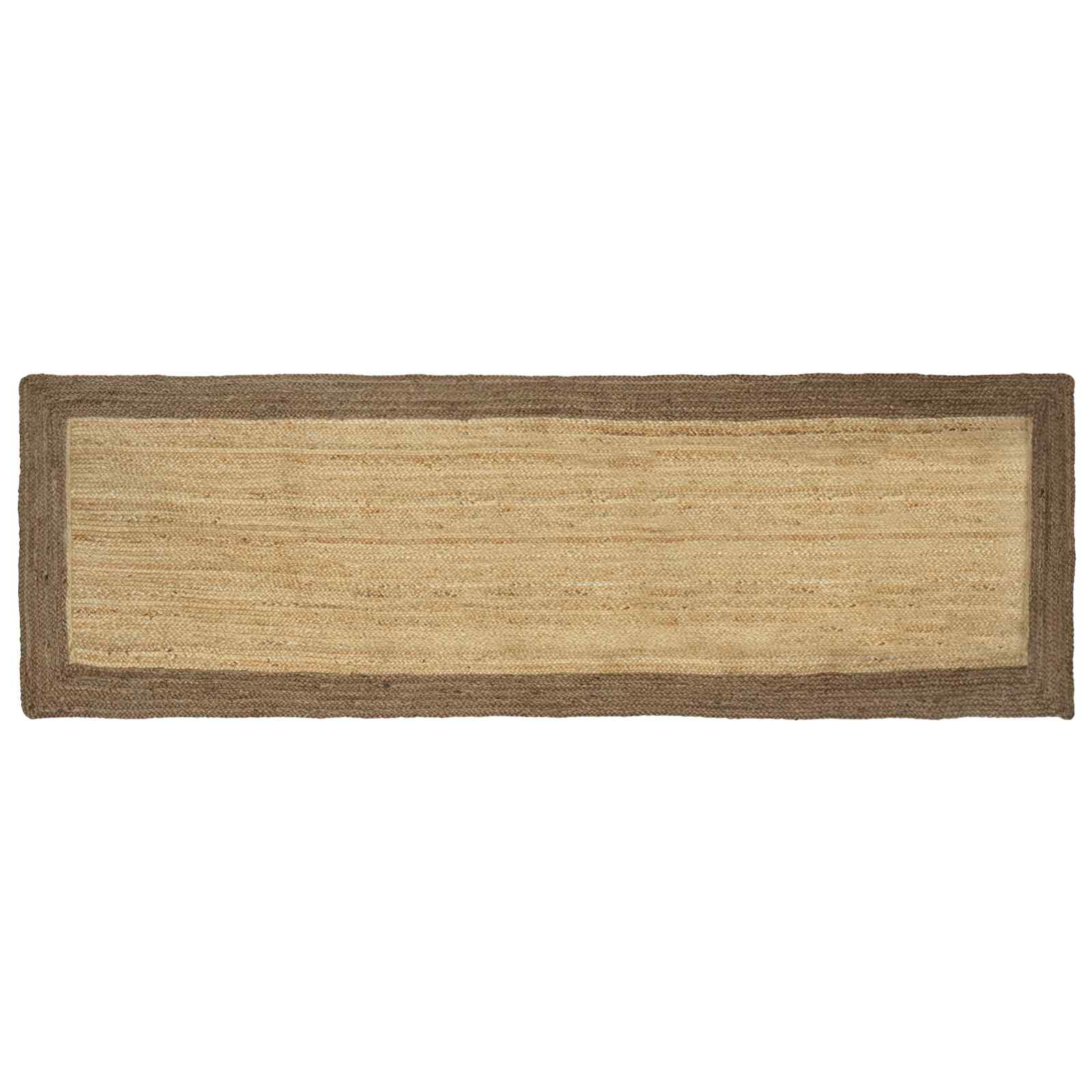 Vloerkleden Rechthoekig Natuurlijk en Grijs 80 x 200 cm Jute – afbeelding 1