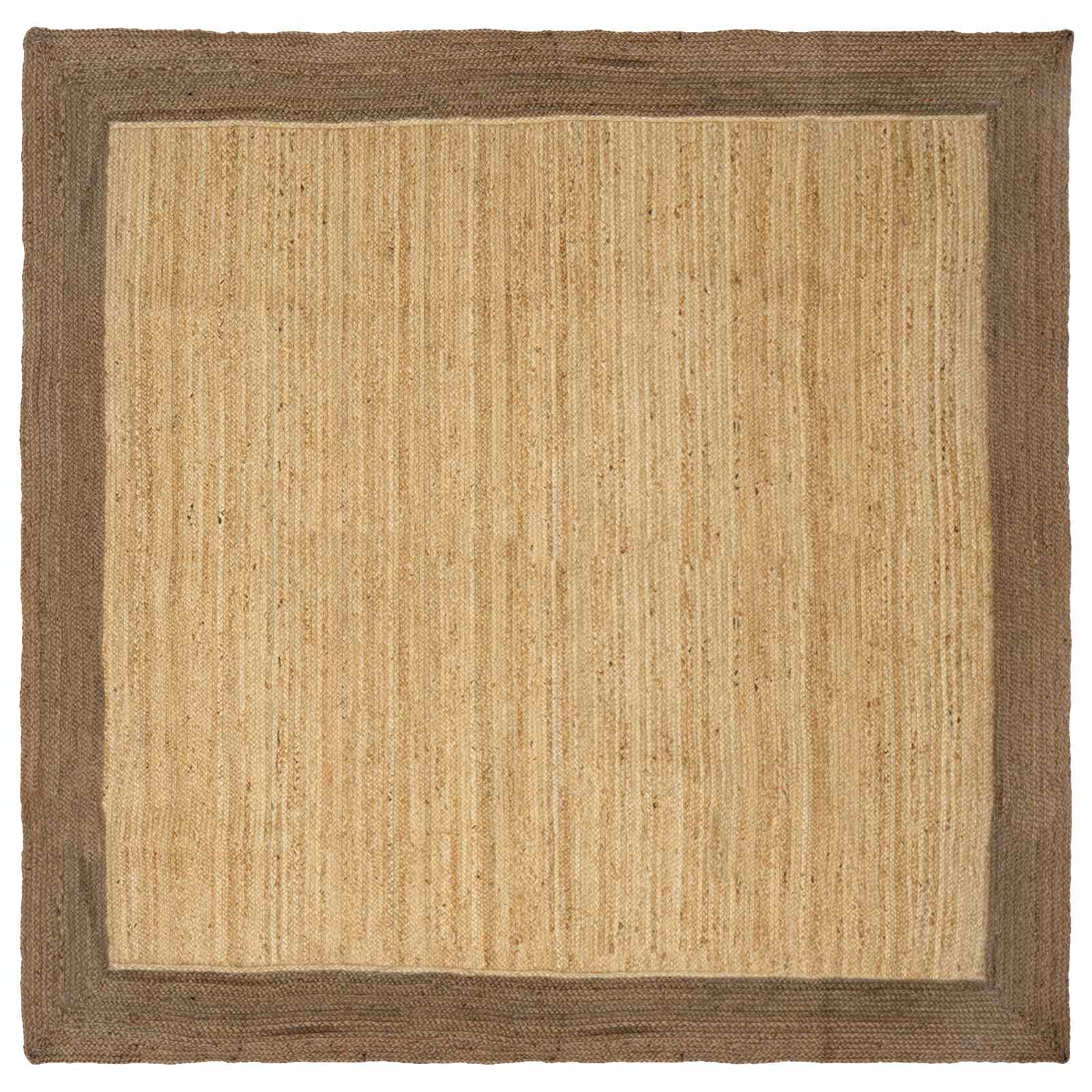 Vloerkleden Rechthoekig Natuurlijk en Grijs 200 x 200 cm Jute – afbeelding 1