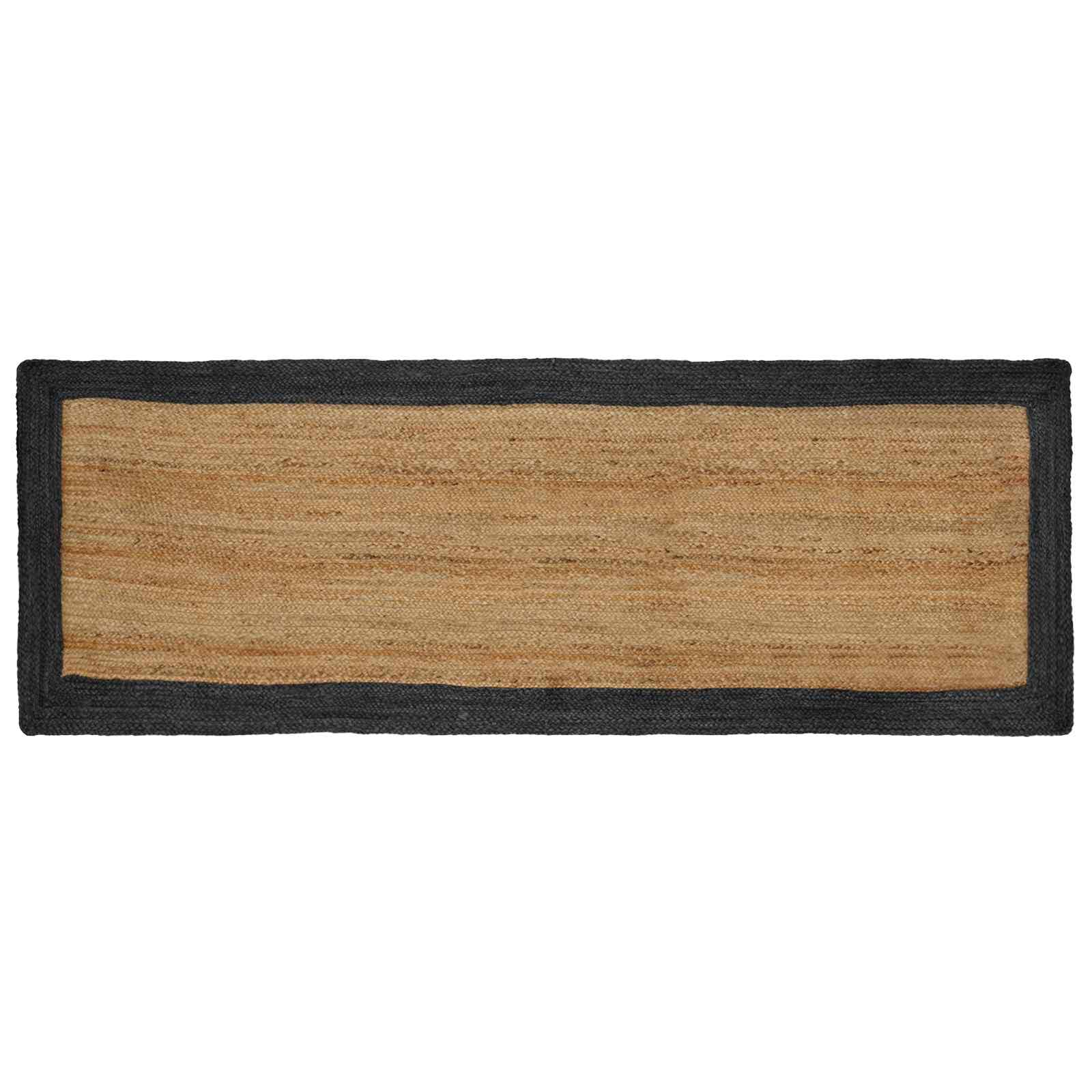 Vloerkleden Rechthoekig Naturel en donkergrijs 80 x 200 cm Jute