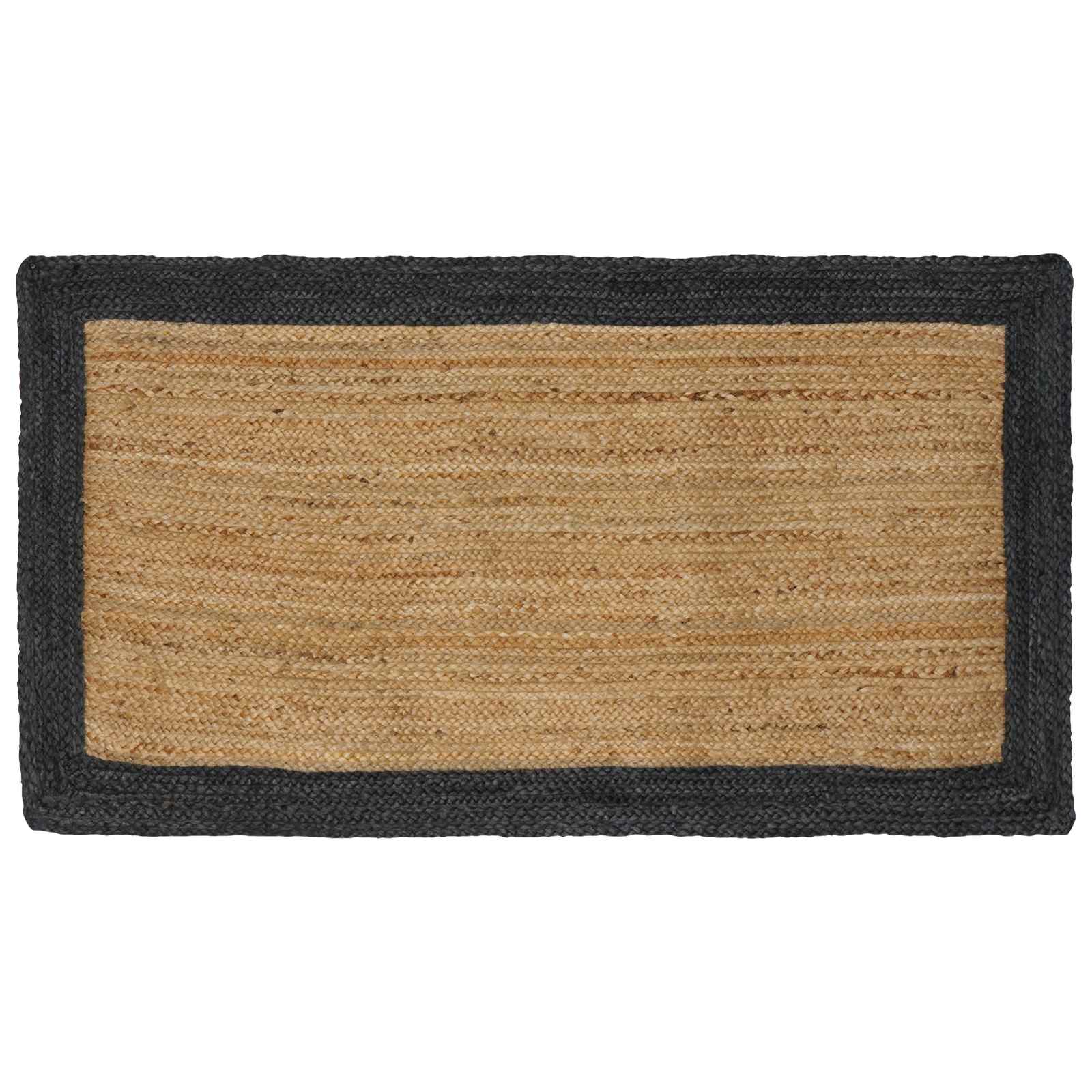 Vloerkleden Rechthoekig Naturel en donkergrijs 100 x 200 cm