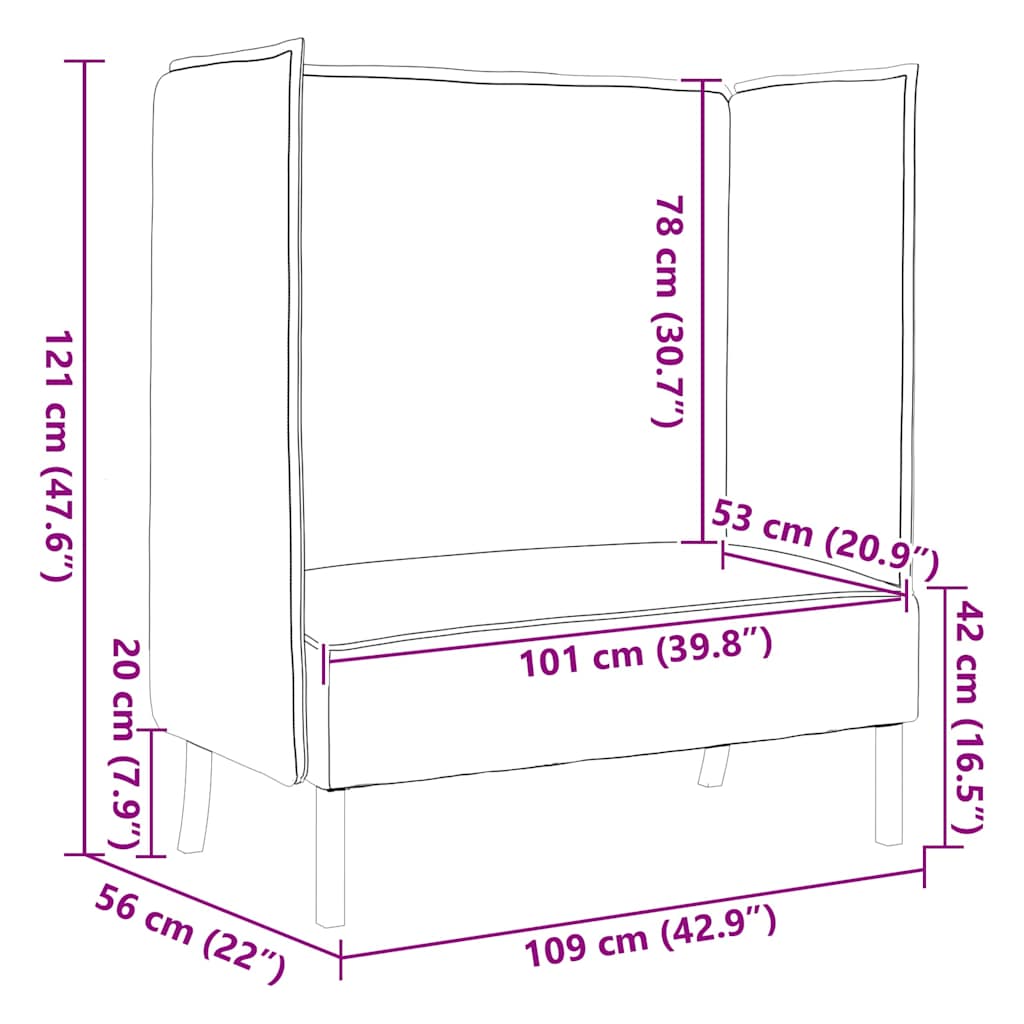 Hoge Rug Bank 101cm Donkergroen Stof – afbeelding 10