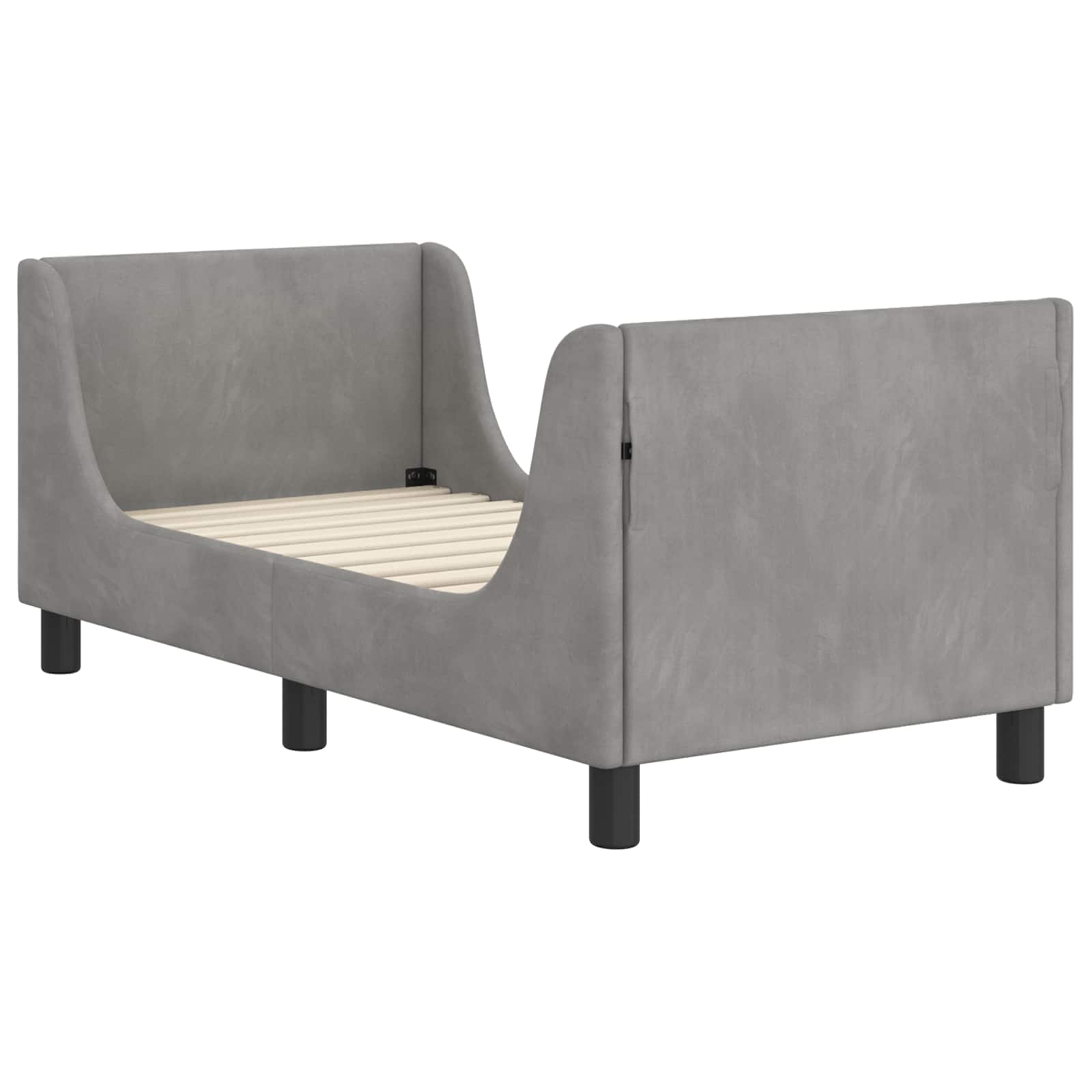 Peuterbedframe met hoofdbord Lichtgrijs 70 x 140 cm Fluweel – afbeelding 4