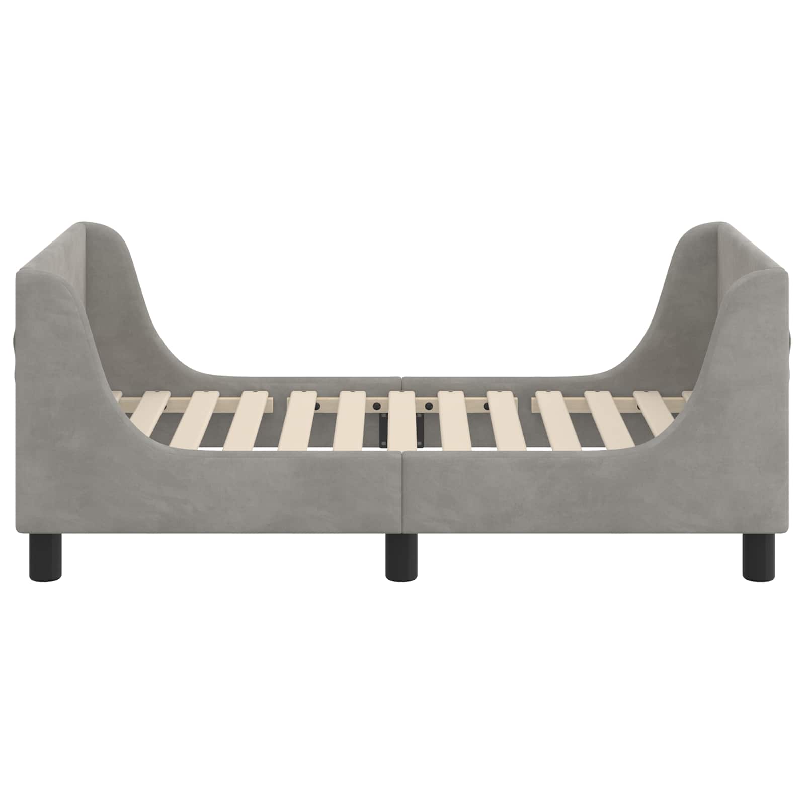 Peuterbedframe met hoofdbord Lichtgrijs 70 x 140 cm Fluweel – afbeelding 6