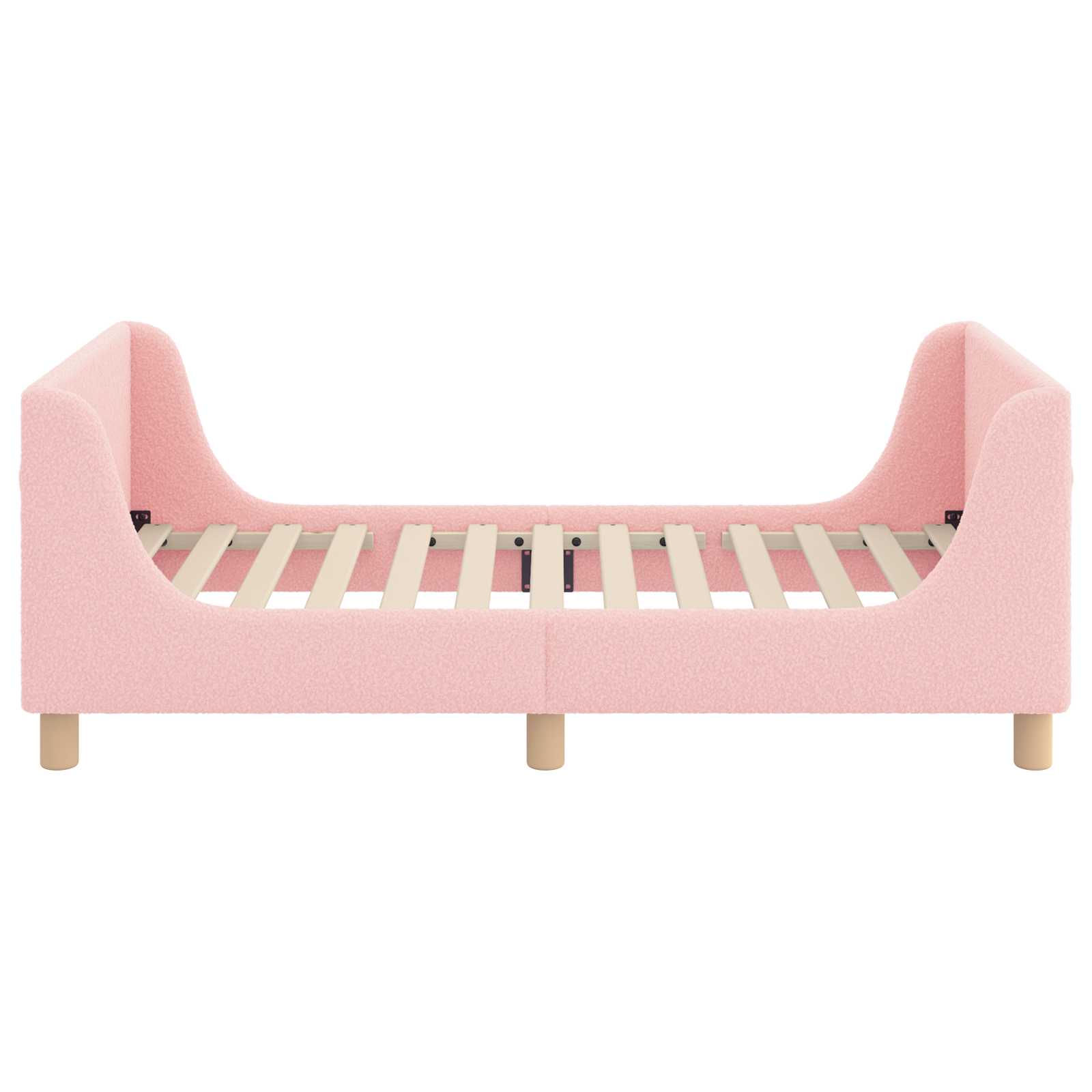 Bedframe voor kinderen met hoofdbord Roze 80 x 160 cm Bouclé – afbeelding 4
