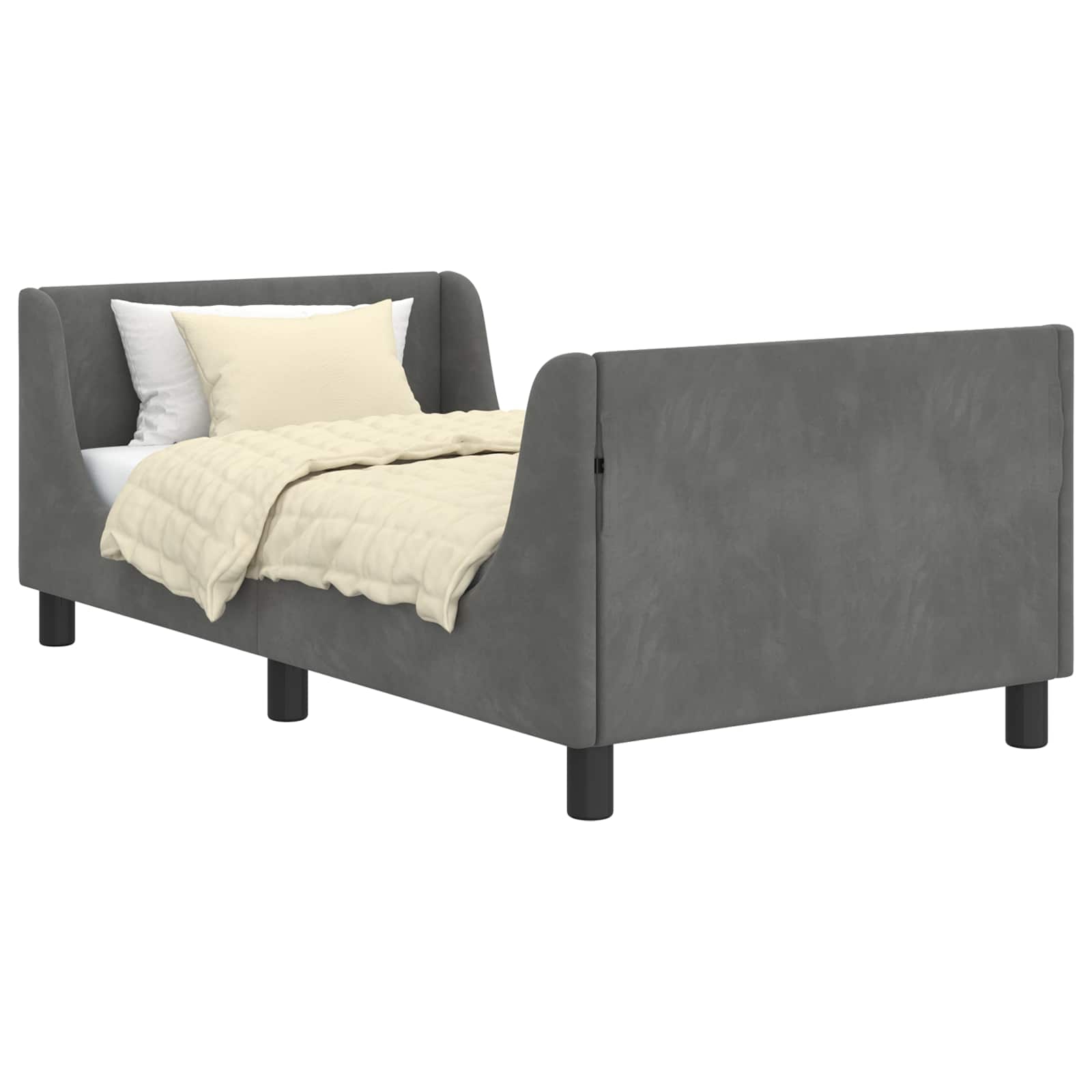 Bedframe voor kinderen met hoofdbord Donkergrijs 80 x 160 cm – afbeelding 2