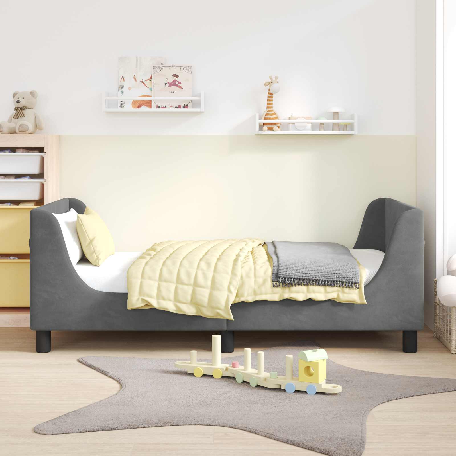 Bedframe voor kinderen met hoofdbord Donkergrijs 80 x 160 cm – afbeelding 3