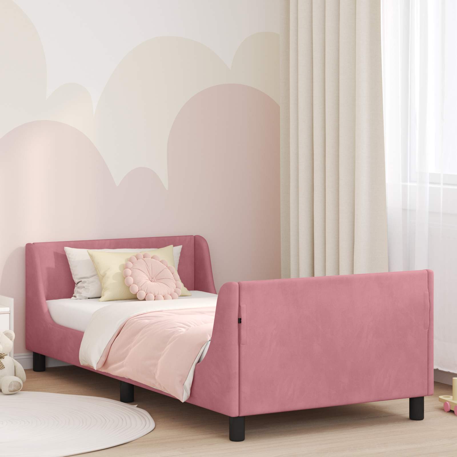 Bedframe voor kinderen met hoofdbord Roze 80 x 200 cm Fluweel