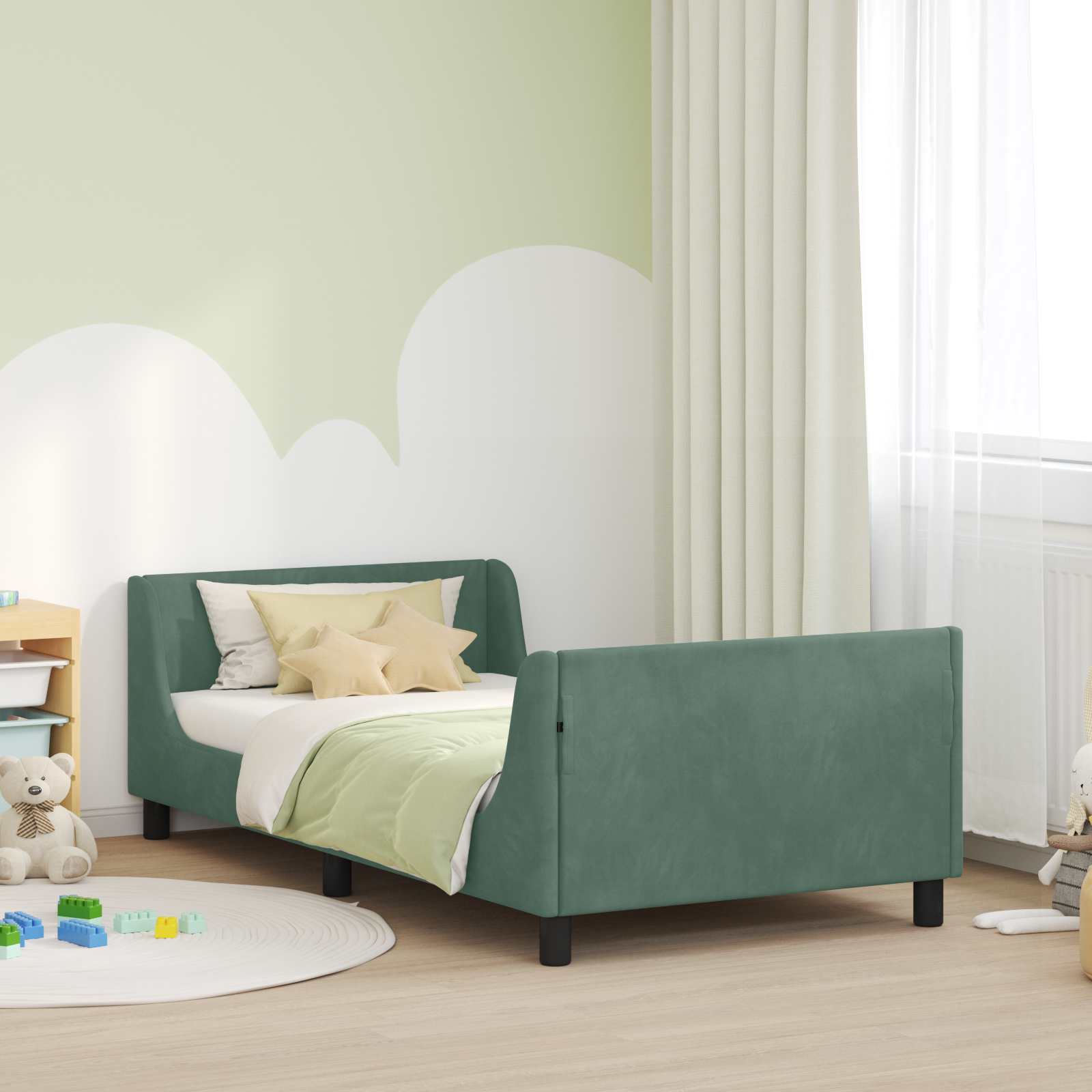 Bedframe voor kinderen met hoofdbord Zeegroen 80 x 200 cm