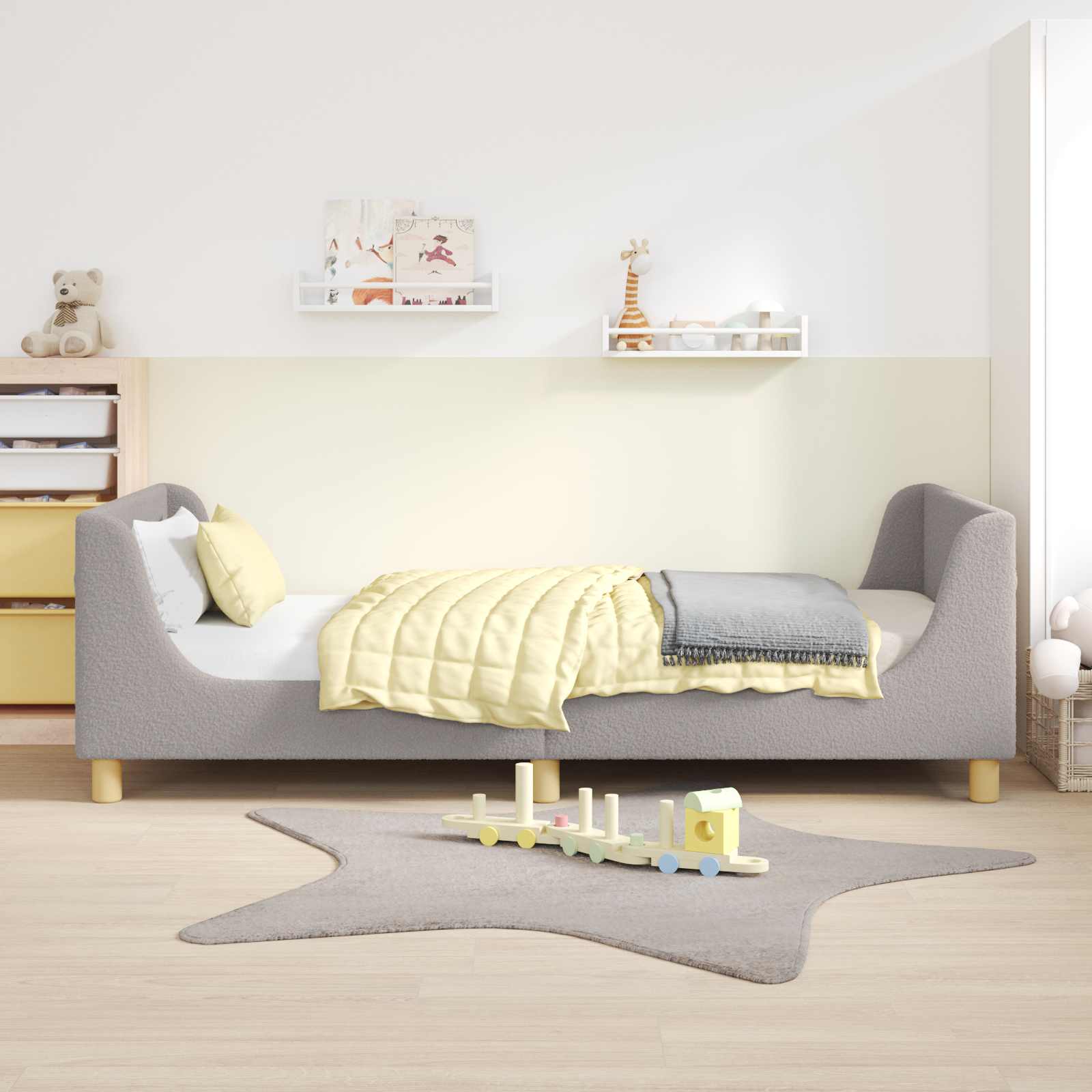 Bedframe voor kinderen met hoofdbord Lichtgrijs 90 x 190 cm – afbeelding 1