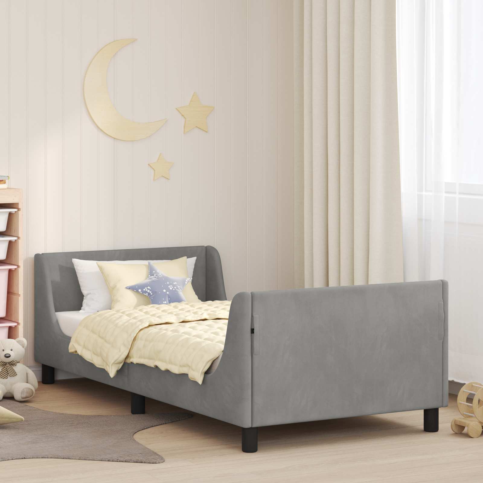 Bedframe voor kinderen met hoofdbord Lichtgrijs 90 x 200 cm