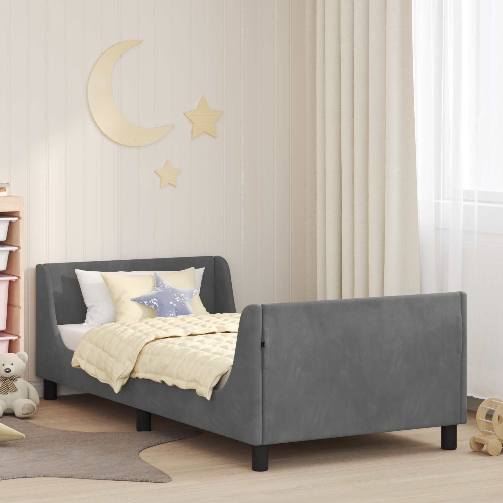 Bedframe voor kinderen met hoofdbord Donkergrijs 90 x 200 cm