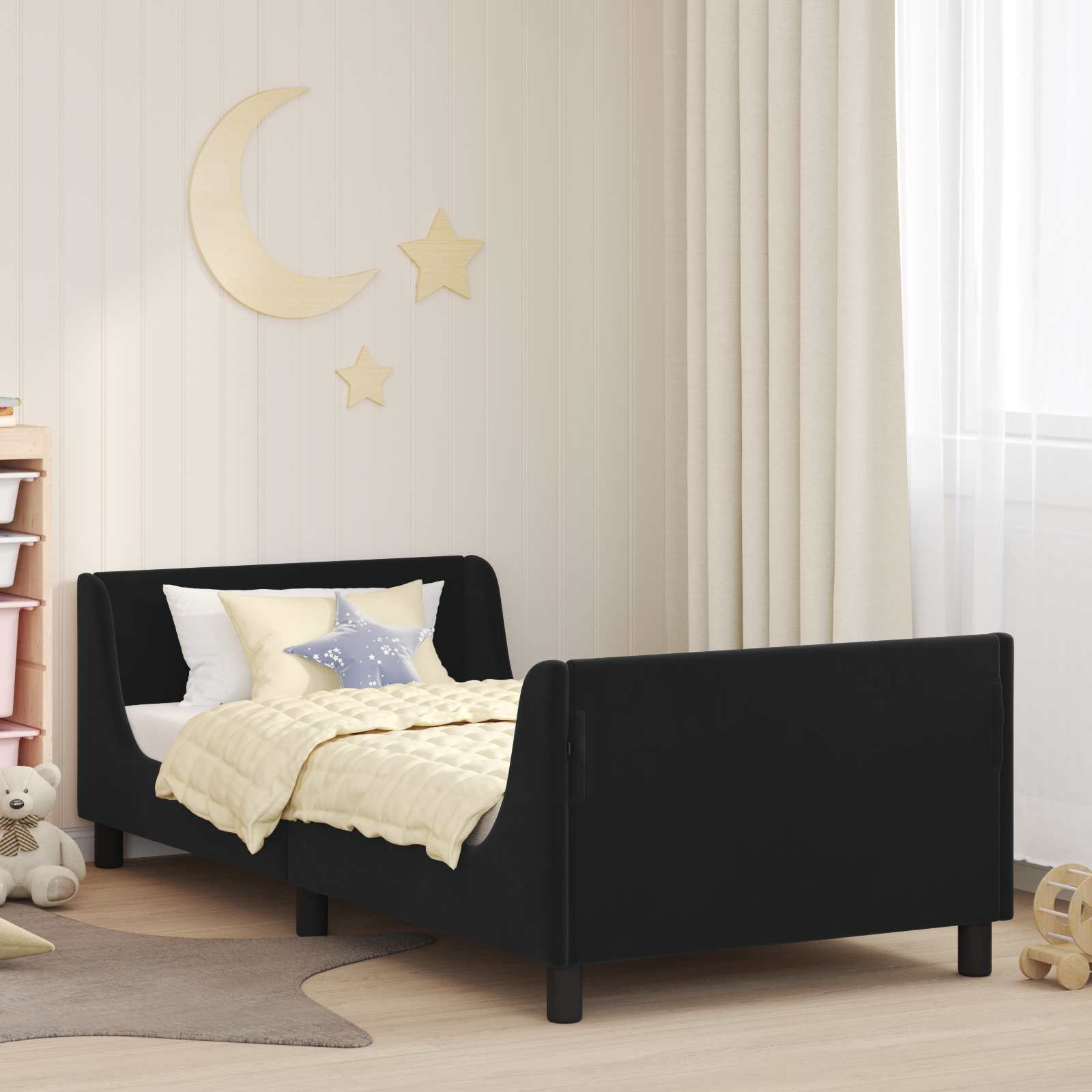 Bedframe voor kinderen met hoofdbord Zwart 90 x 200 cm Fluweel