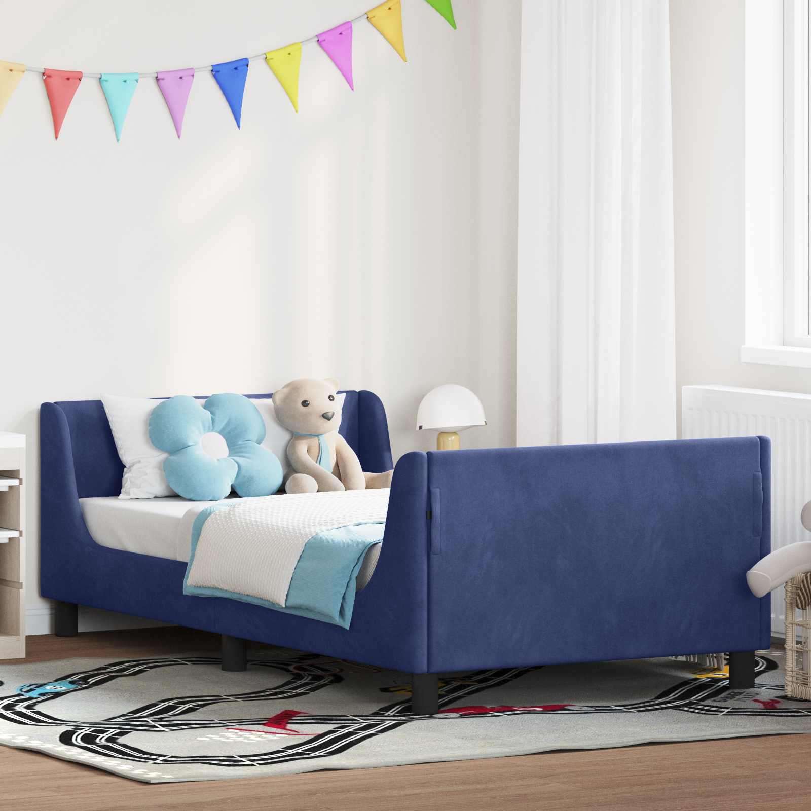 Bedframe voor kinderen met hoofdbord Politieblauw 90 x 200 cm