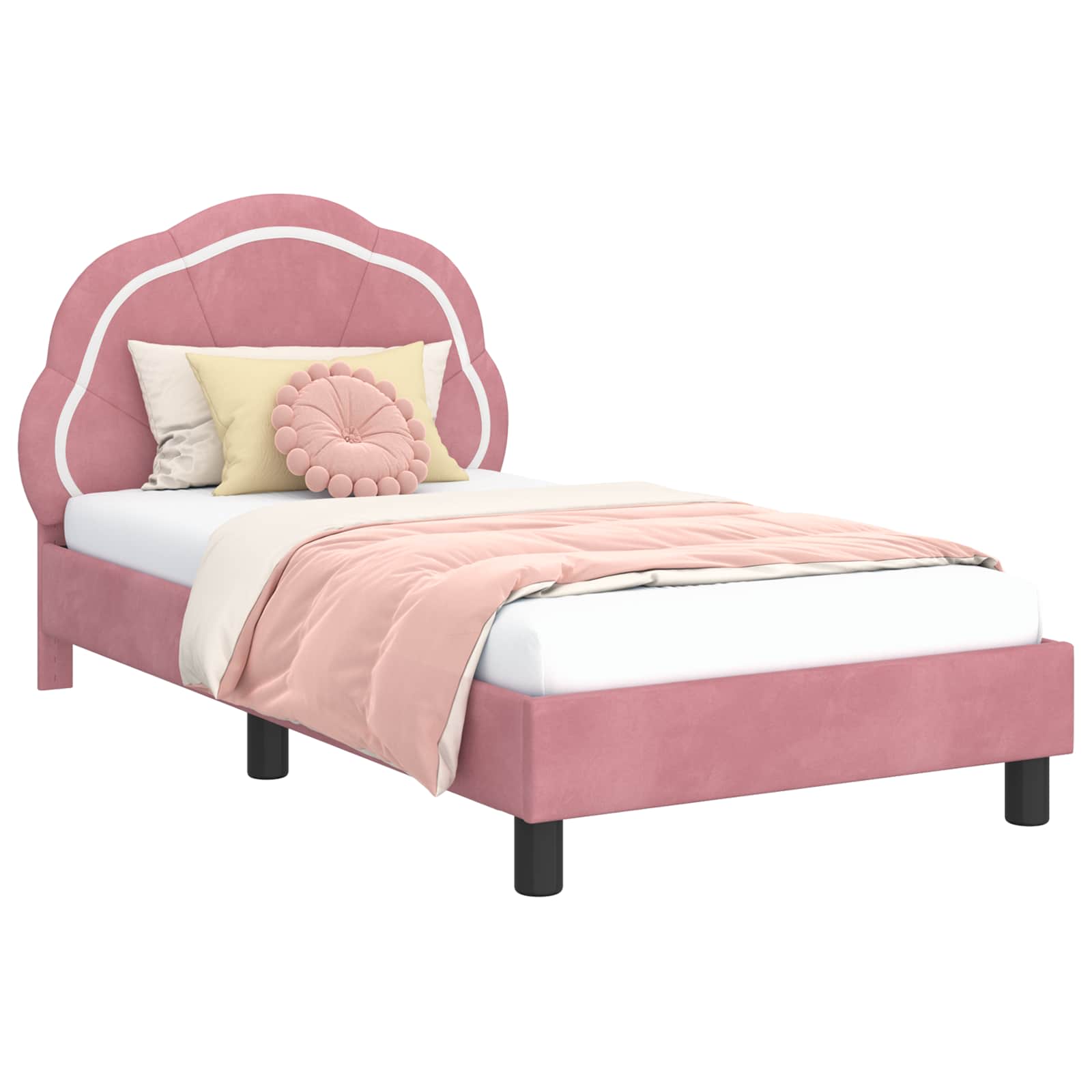 Bedframe voor kinderen met hoofdbord Roze 80 x 160 cm Fluweel – afbeelding 2