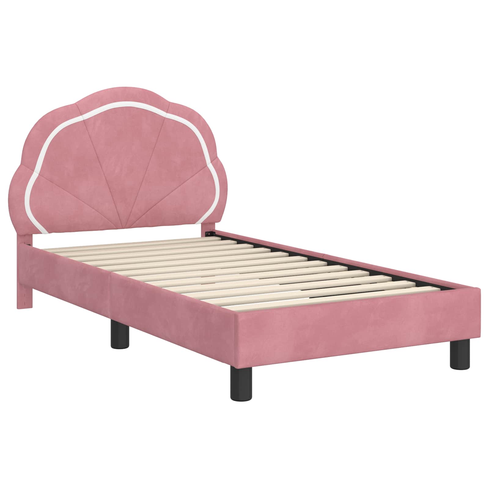 Bedframe voor kinderen met hoofdbord Roze 80 x 160 cm Fluweel – afbeelding 4