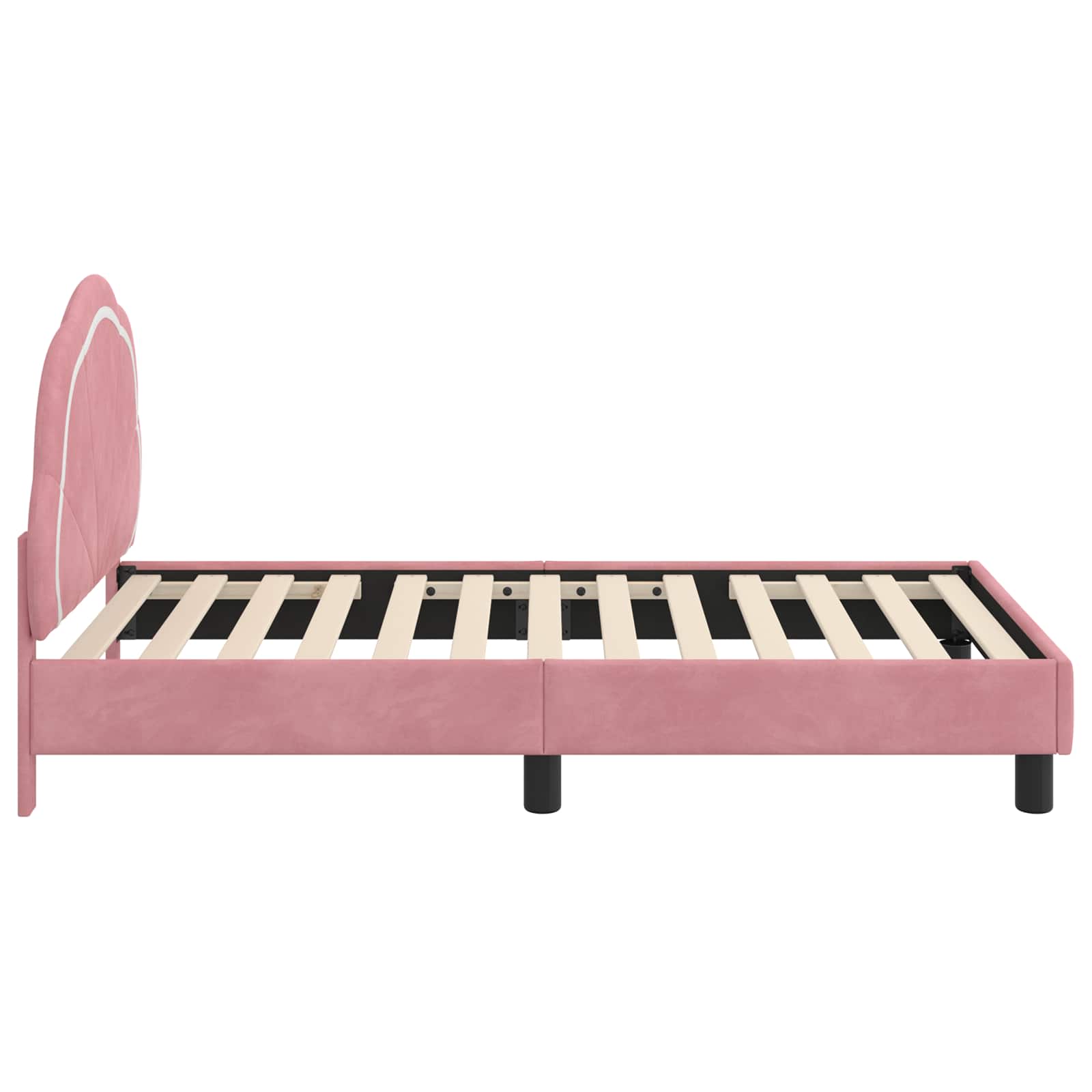 Bedframe voor kinderen met hoofdbord Roze 80 x 160 cm Fluweel – afbeelding 6