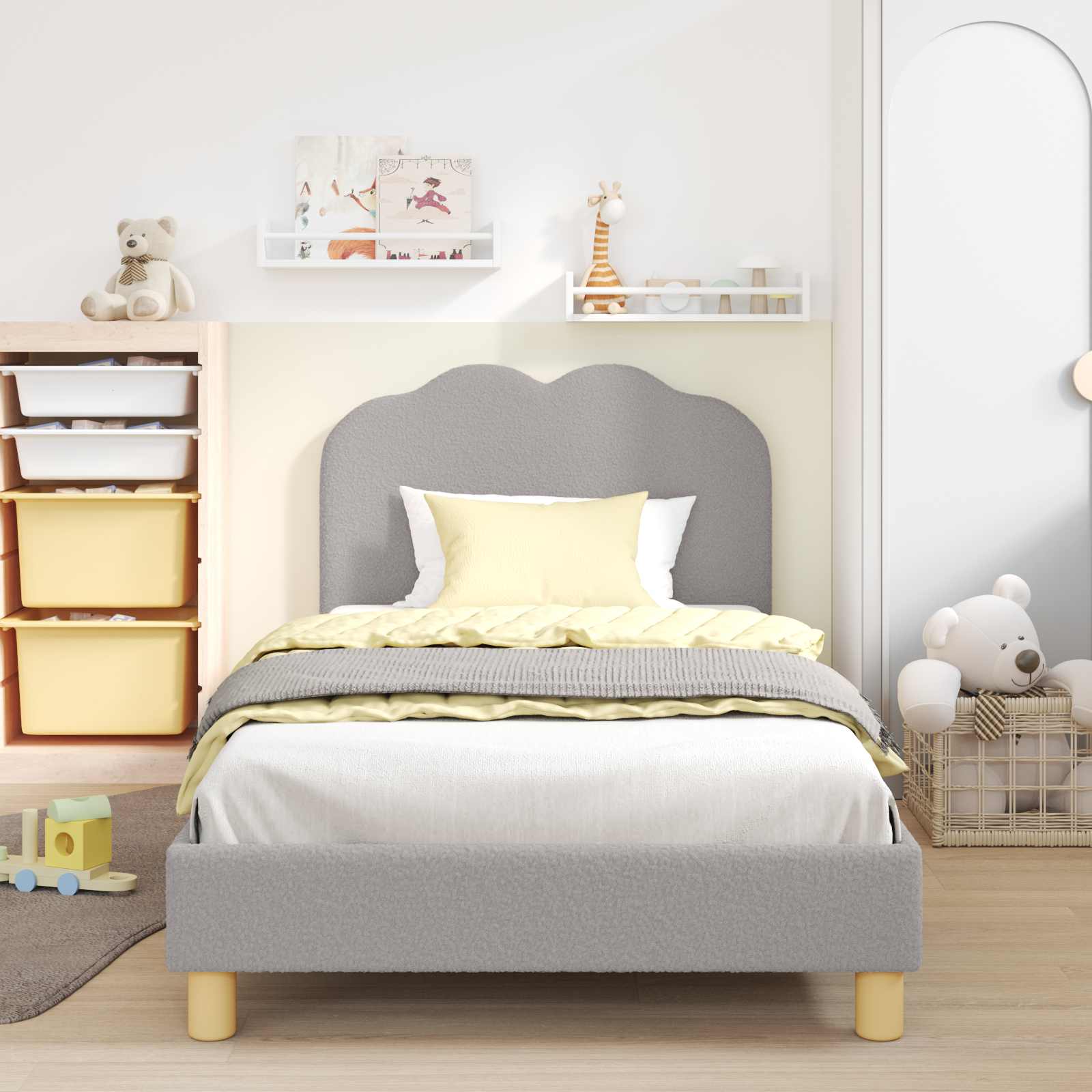 Bedframe voor kinderen met hoofdbord Lichtgrijs 80 x 200 cm – afbeelding 1